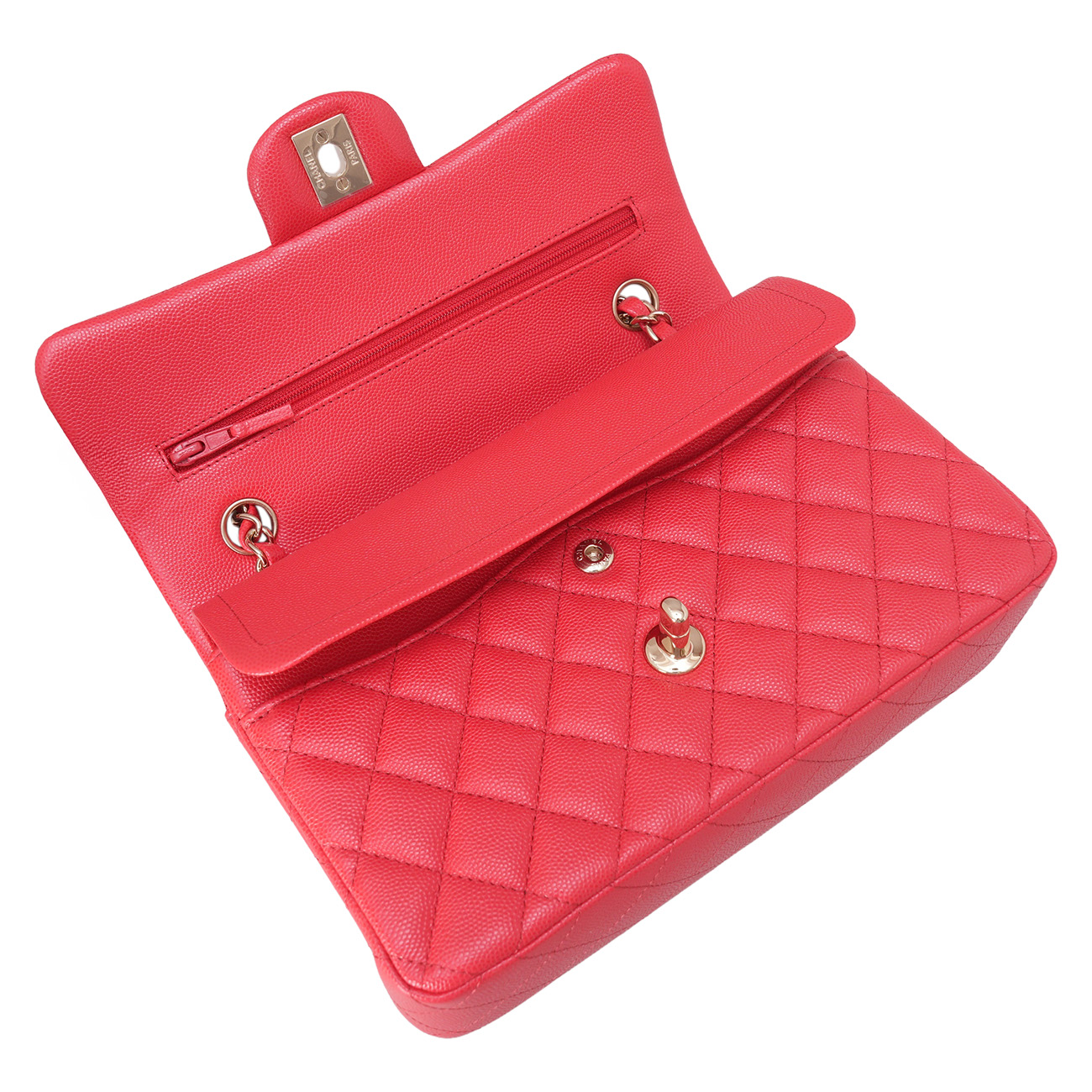 CHANEL(USED)샤넬 캐비어 클래식 미듐 레드