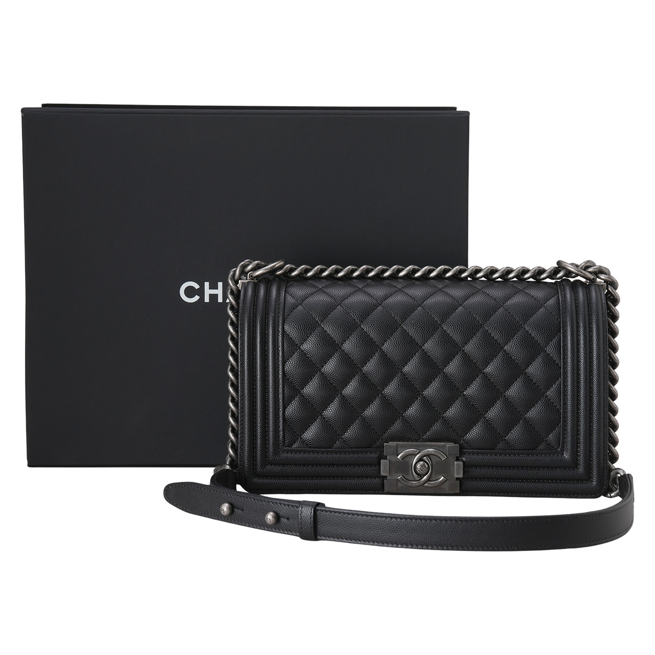 CHANEL(USED)샤넬 캐비어 보이샤넬 미듐 플랩백
