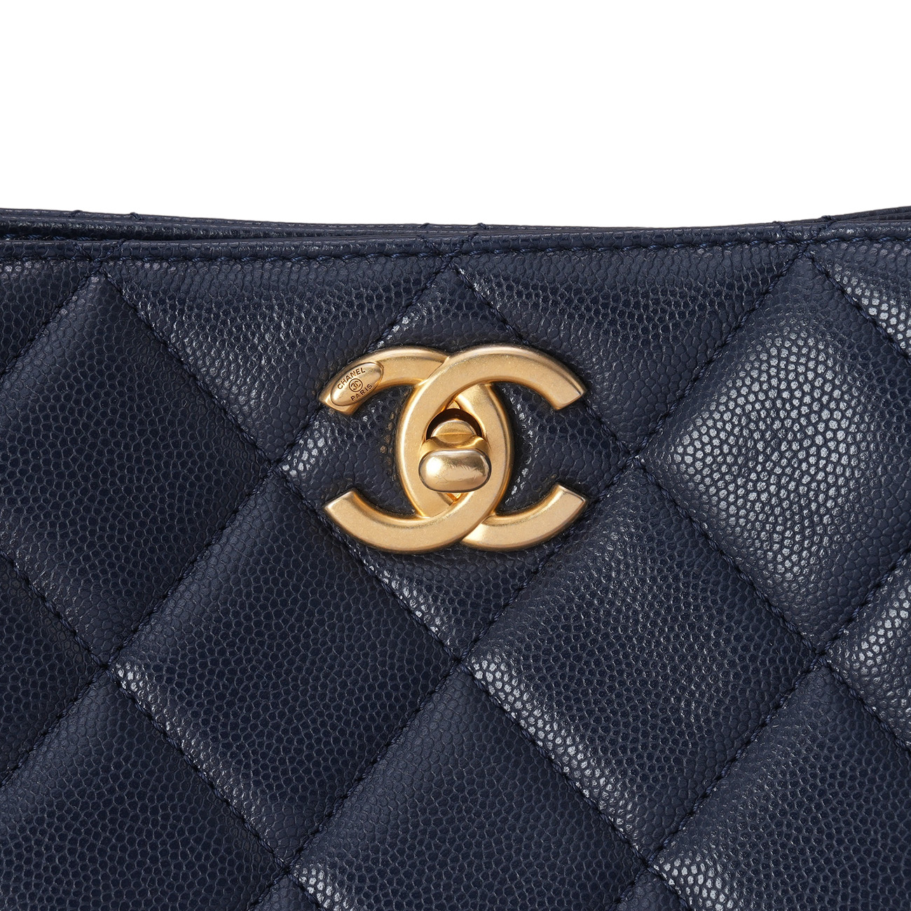 CHANEL(USED)샤넬 캐비어 턴락 호보백 네이비금장