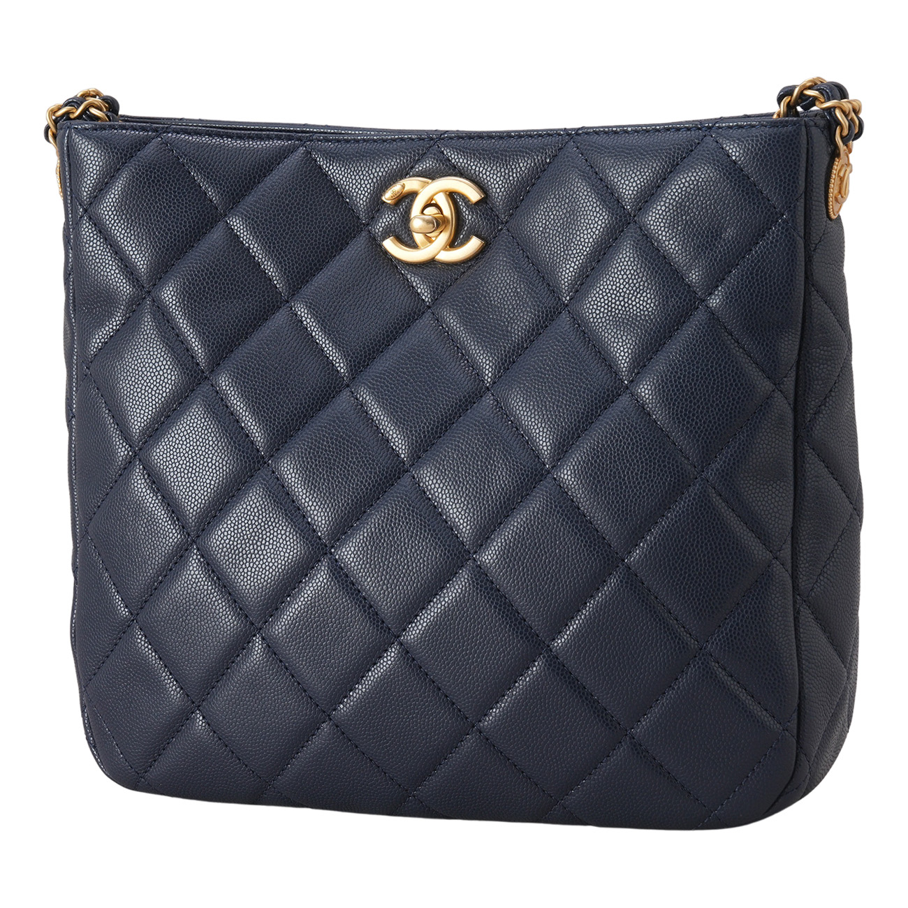 CHANEL(USED)샤넬 캐비어 턴락 호보백 네이비금장