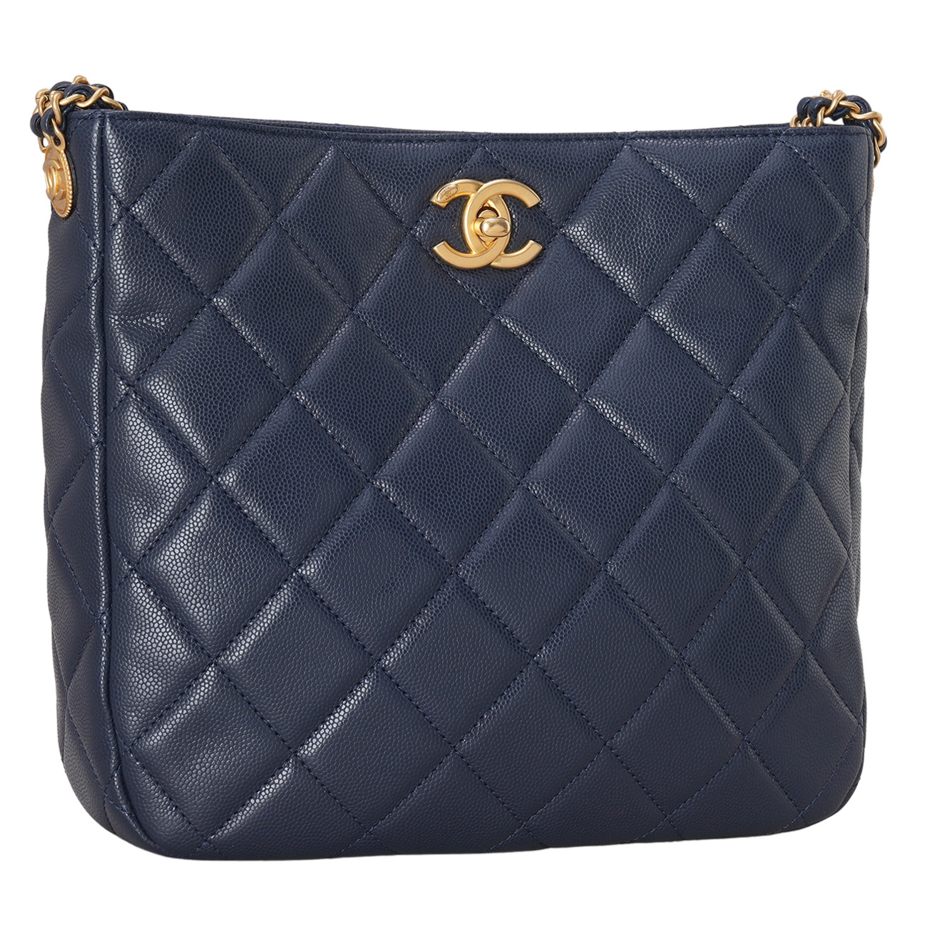 CHANEL(USED)샤넬 캐비어 턴락 호보백 네이비금장