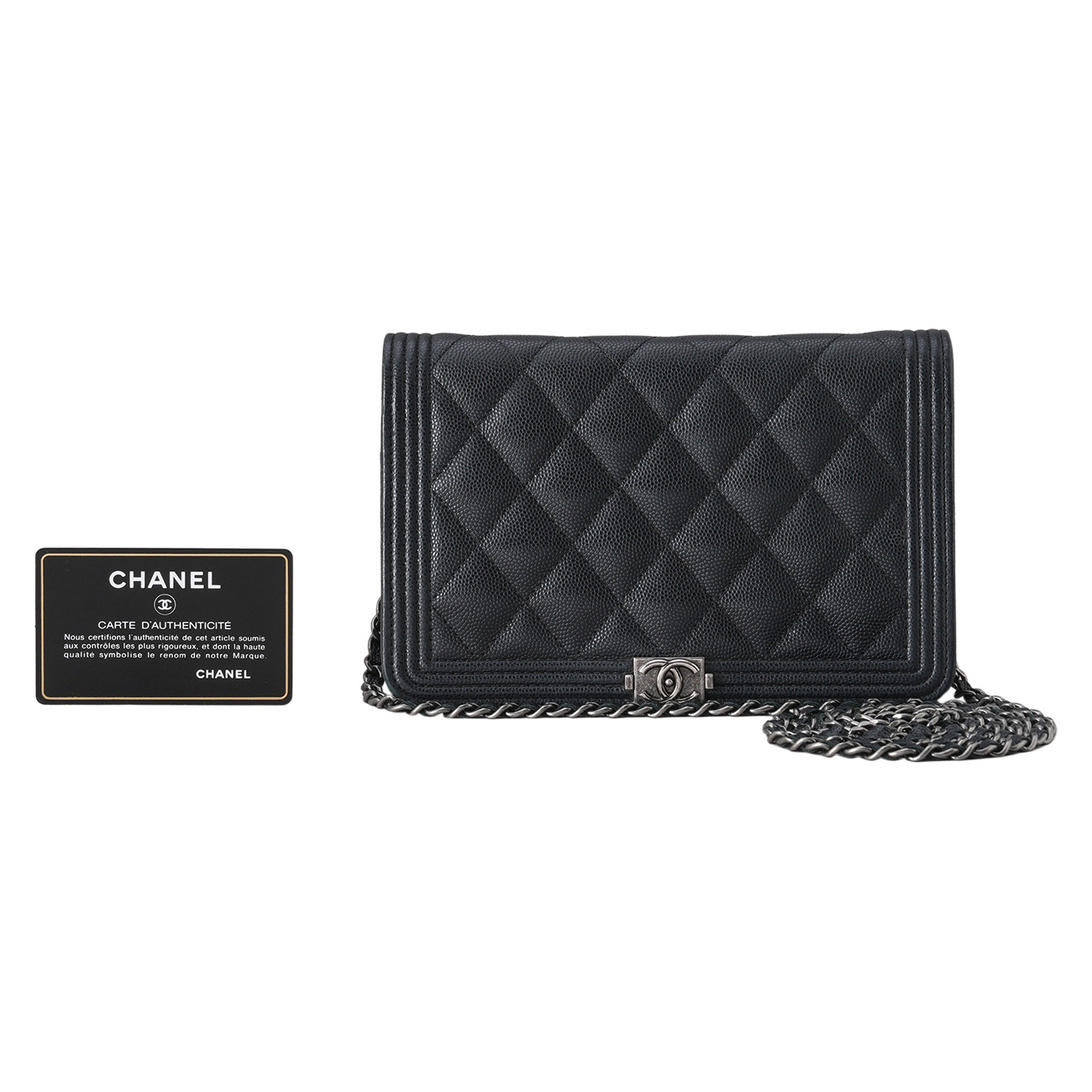 CHANEL(USED)샤넬 캐비어 보이샤넬 WOC 블랙은장
