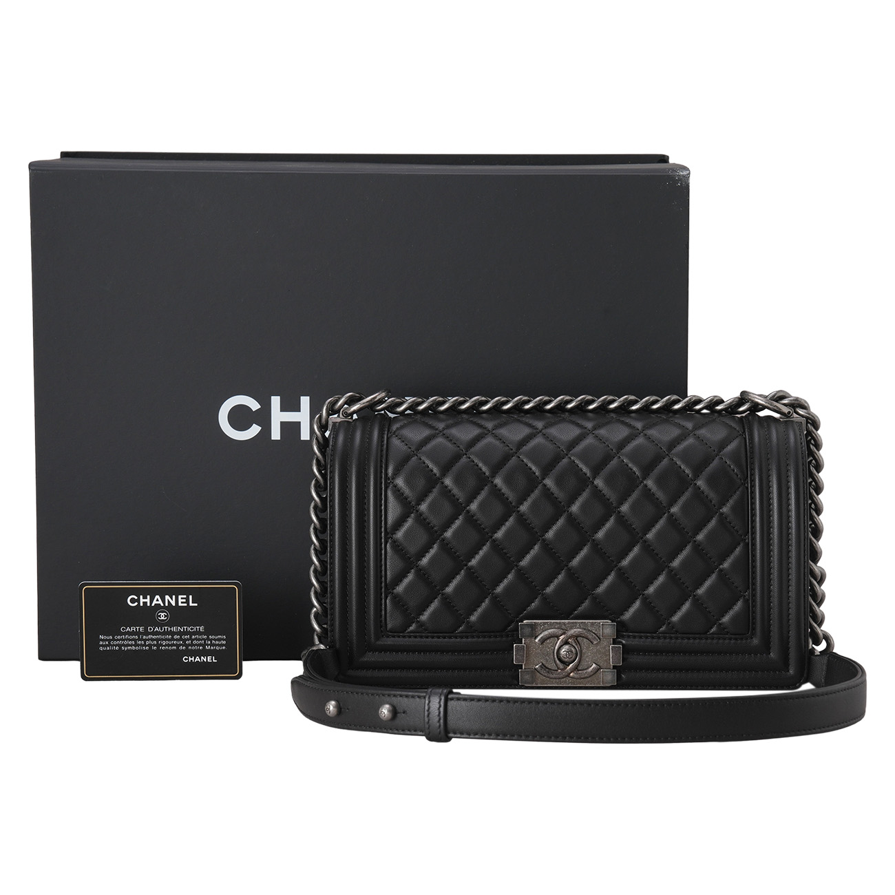 CHANEL(USED)샤넬 램스킨 보이샤넬 미듐 플랩백
