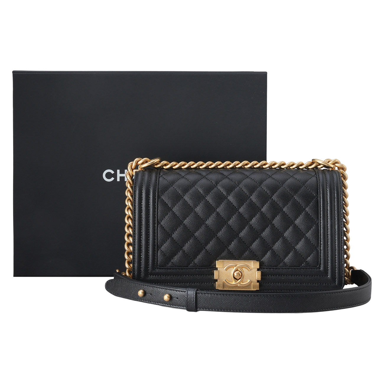 CHANEL(USED)샤넬 캐비어 보이샤넬 미듐 플랩백