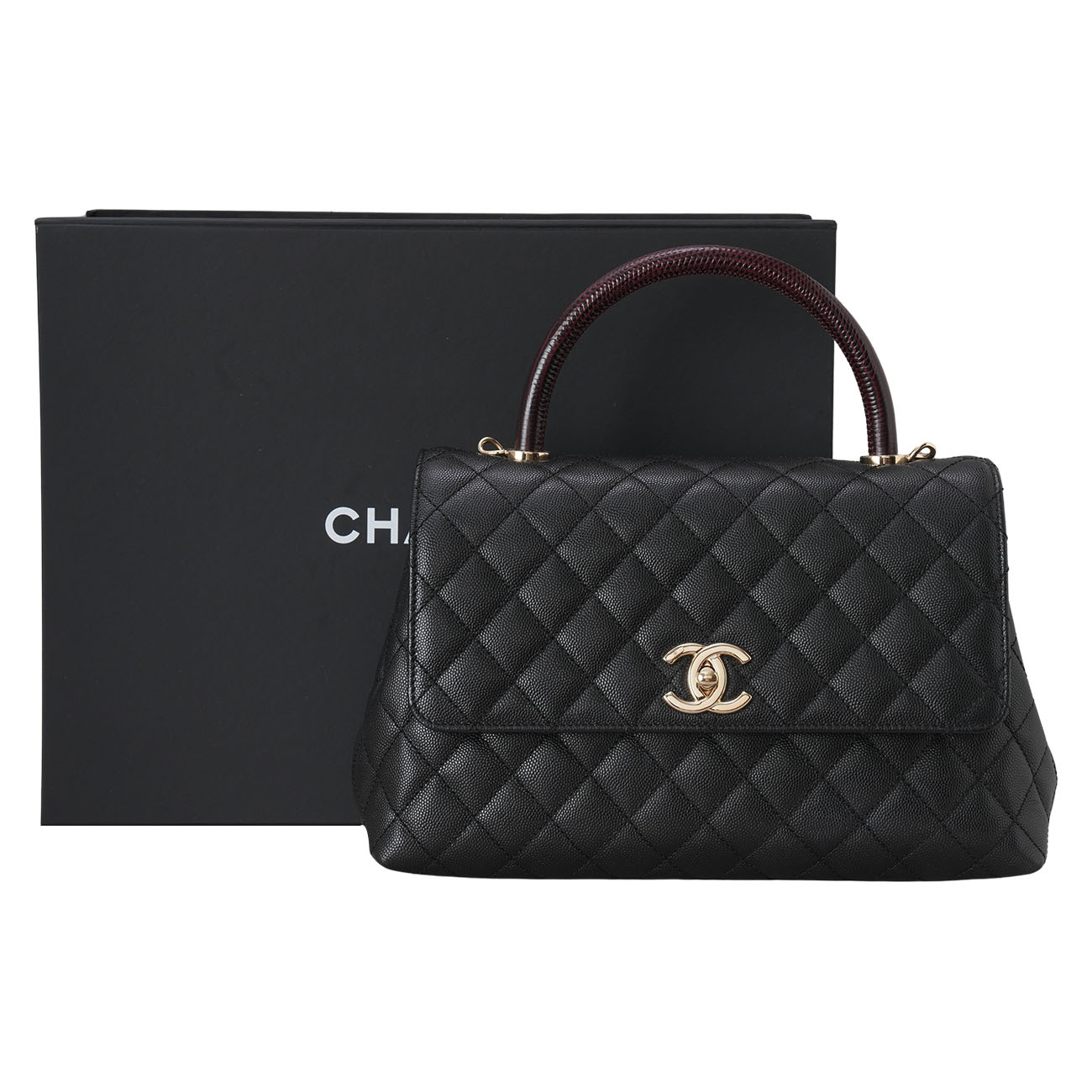 CHANEL(USED)샤넬 캐비어 코코핸들 미듐 리자드핸들
