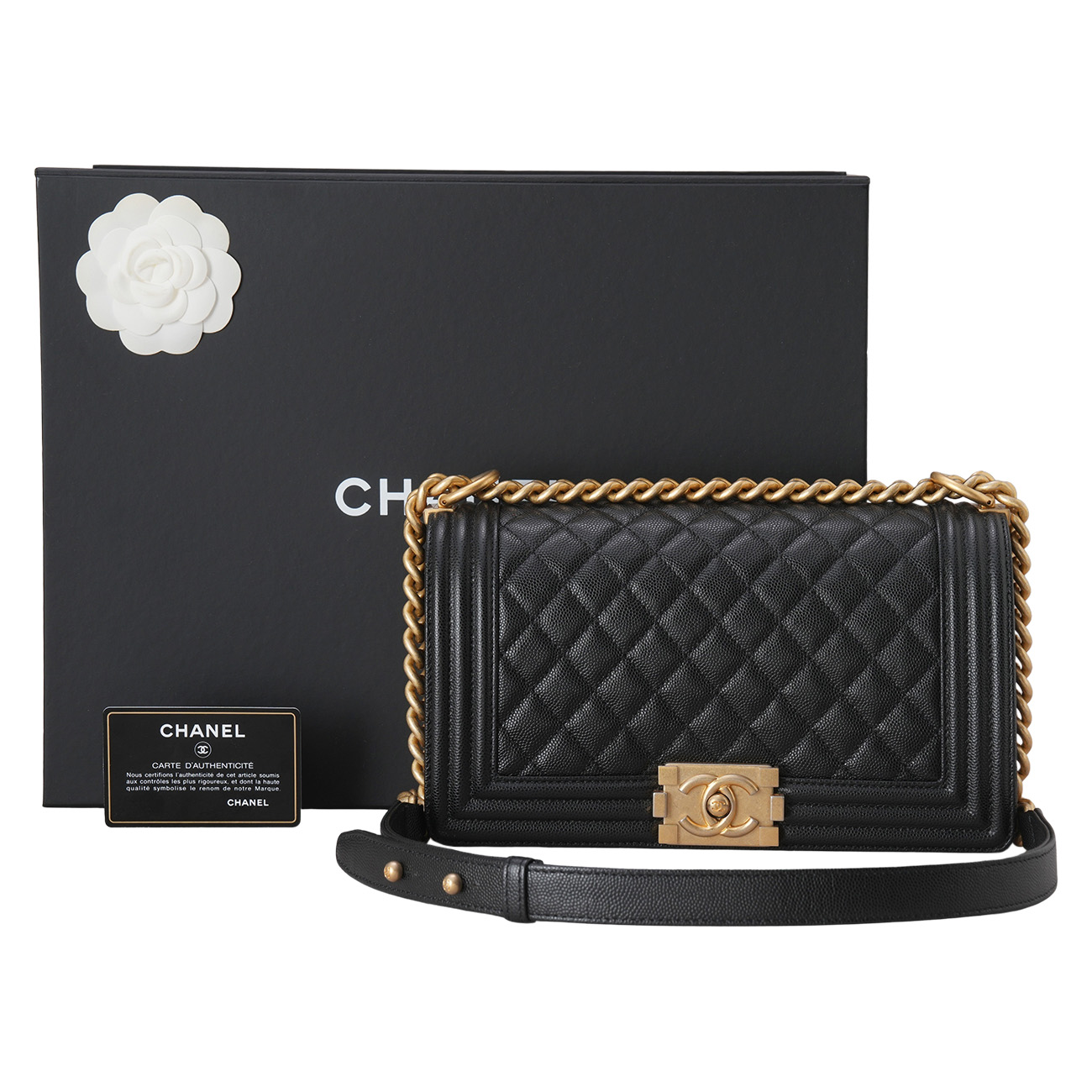 CHANEL(USED)샤넬 캐비어 보이샤넬 미듐 플랩백