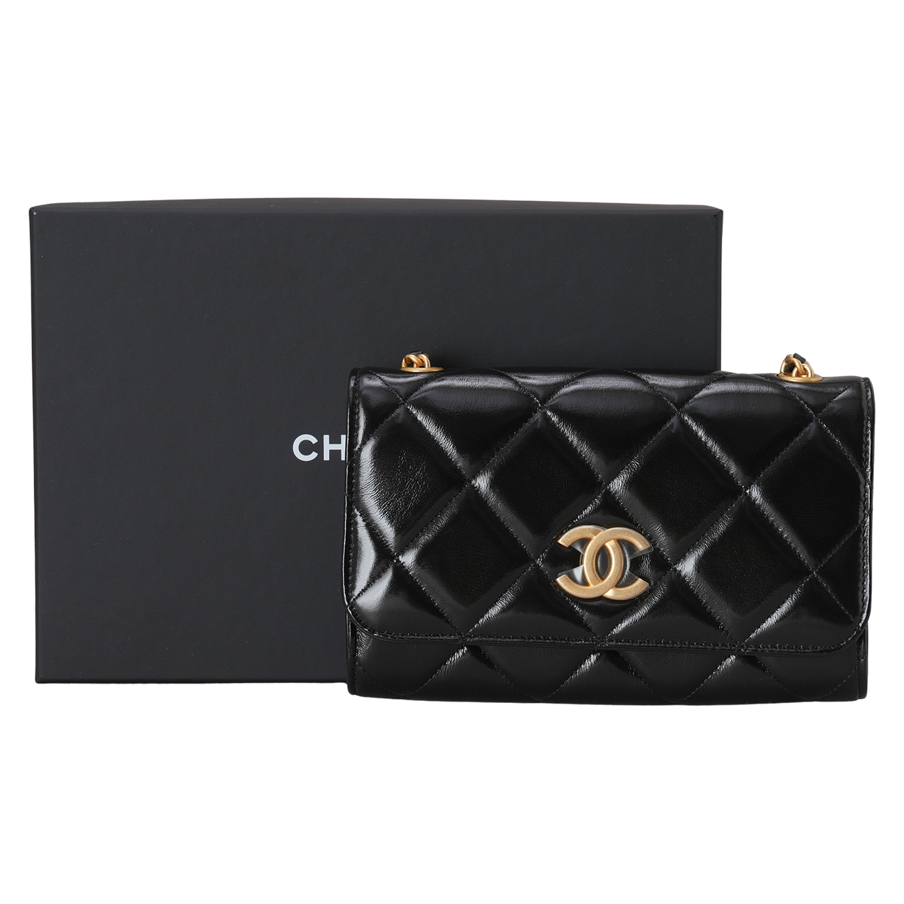 CHANEL(USED)샤넬 시즌 샤이닝 레더 코인장식 WOC
