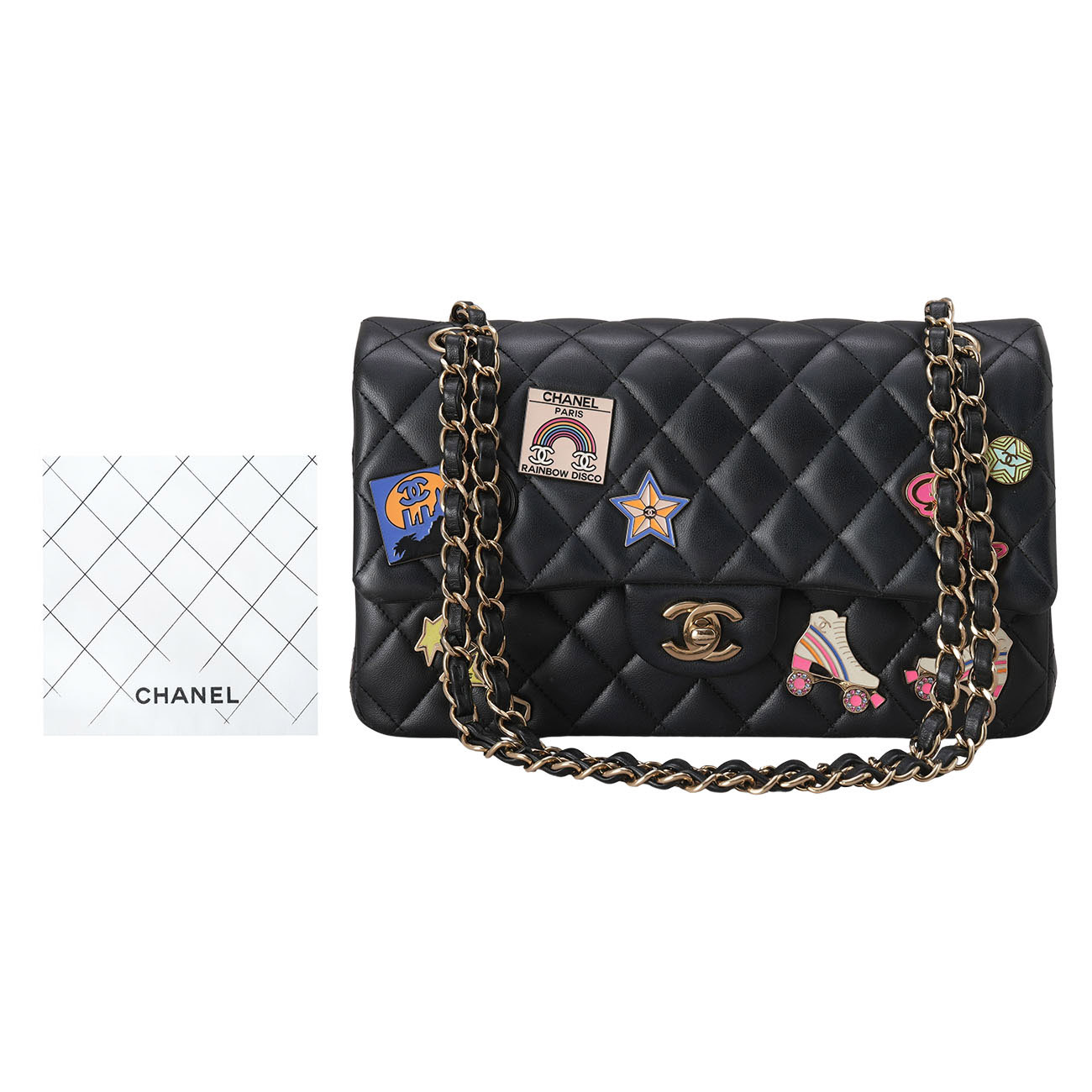 CHANEL(USED)샤넬 램스킨 멀티패치 클래식 미듐 플랩백