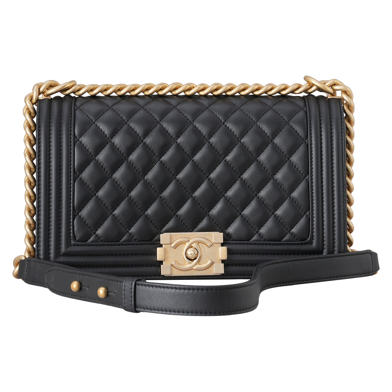 CHANEL(USED)샤넬 램스킨 보이백 미듐