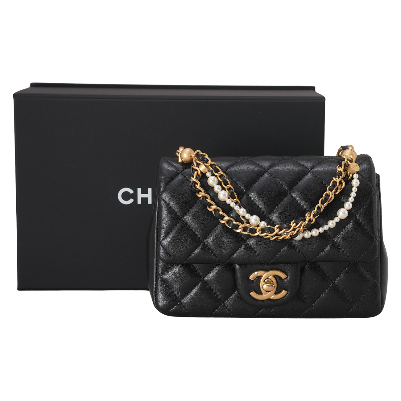 CHANEL(USED)샤넬 AS4385 램스킨 진주장식 숄더백 미니