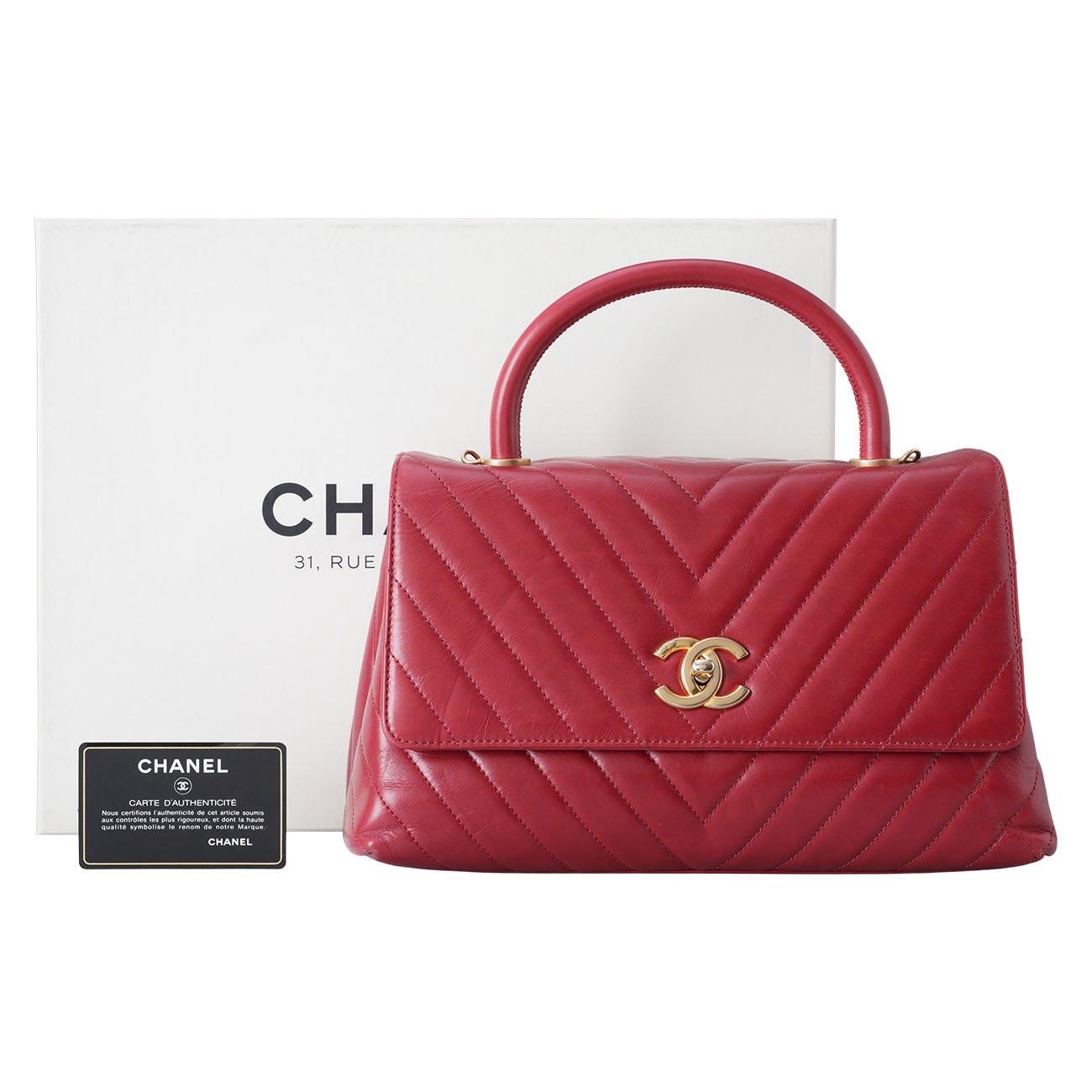 CHANEL(USED)샤넬 쉐브론 코코핸들 미듐