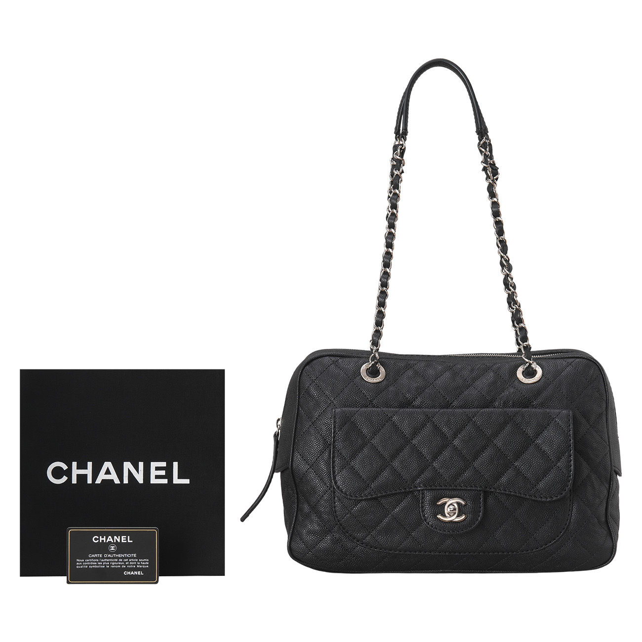CHANEL(USED)샤넬 시즌 캐비어 볼링백 블랙