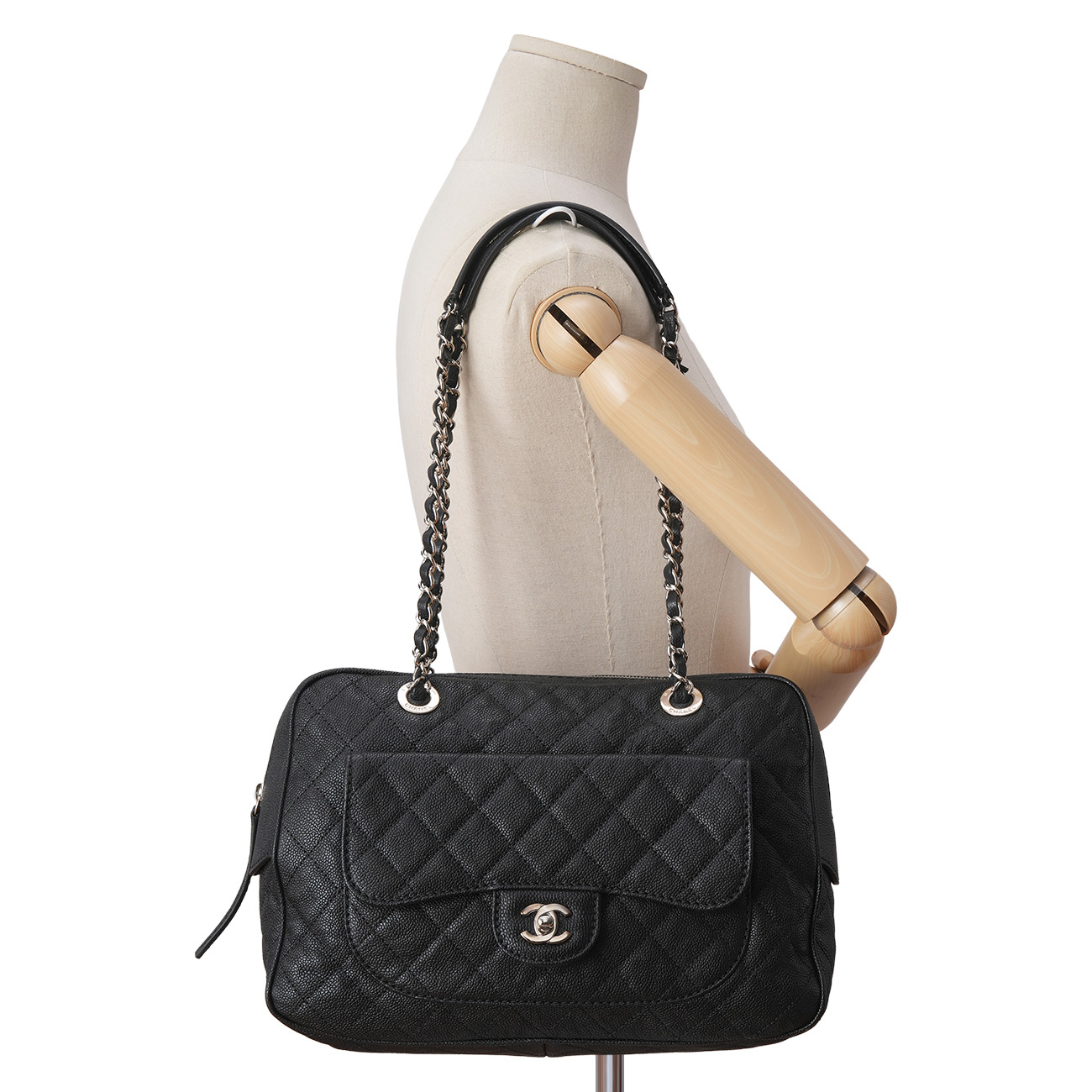 CHANEL(USED)샤넬 시즌 캐비어 볼링백 블랙