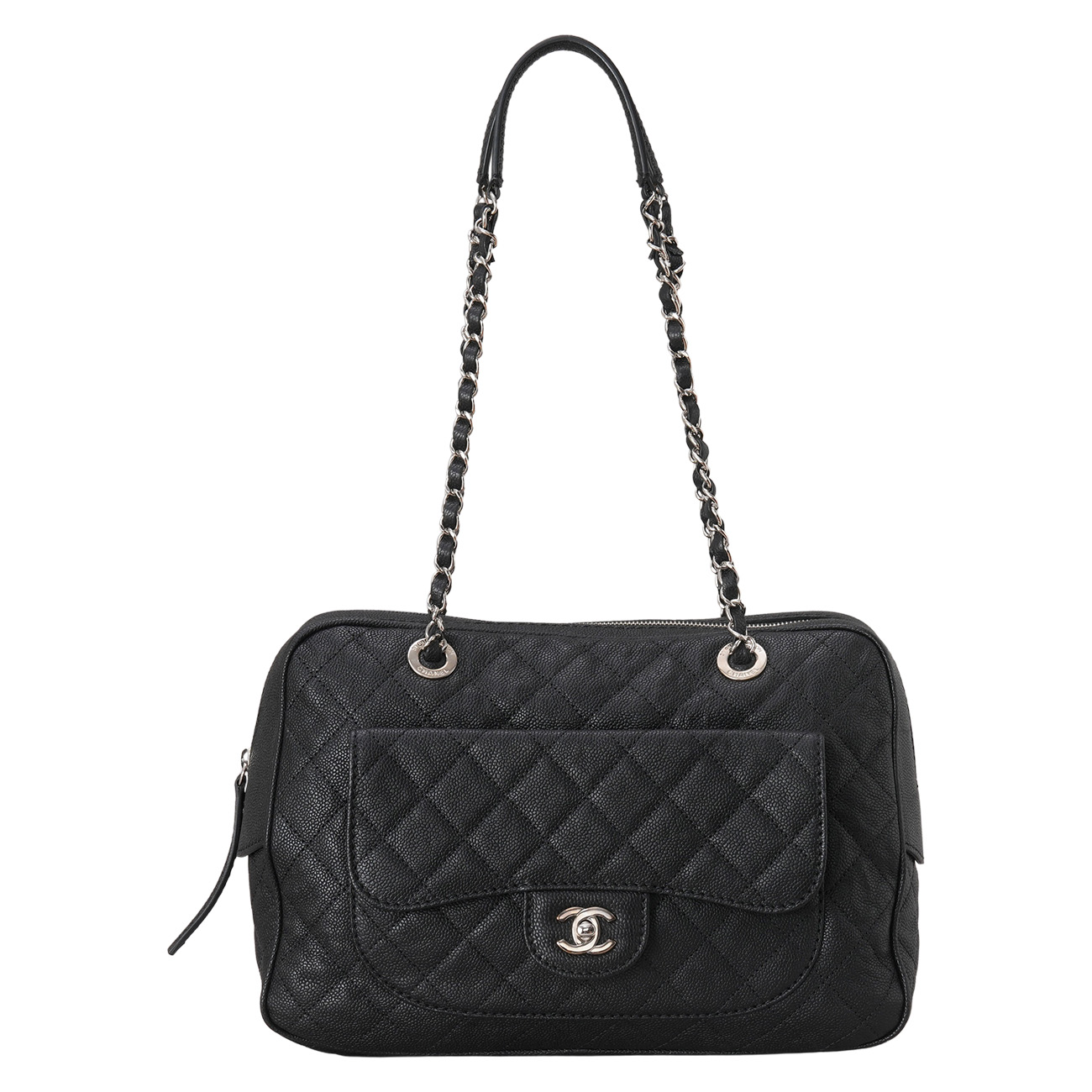 CHANEL(USED)샤넬 시즌 캐비어 볼링백 블랙