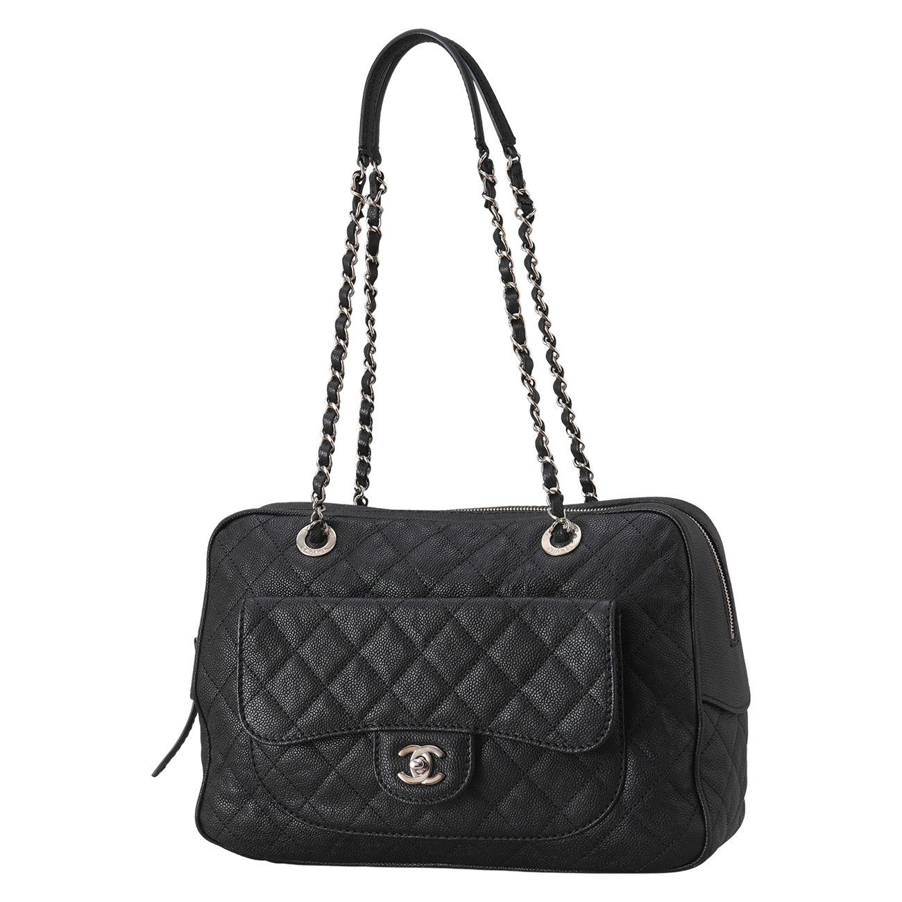CHANEL(USED)샤넬 시즌 캐비어 볼링백 블랙
