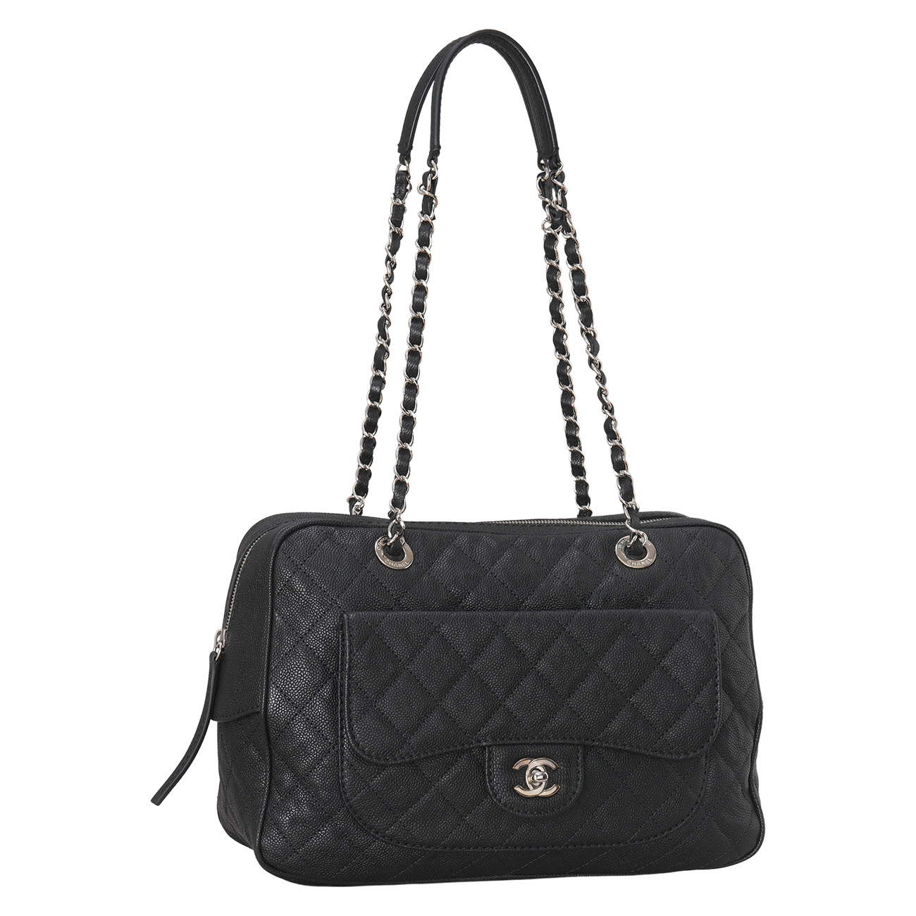 CHANEL(USED)샤넬 시즌 캐비어 볼링백 블랙