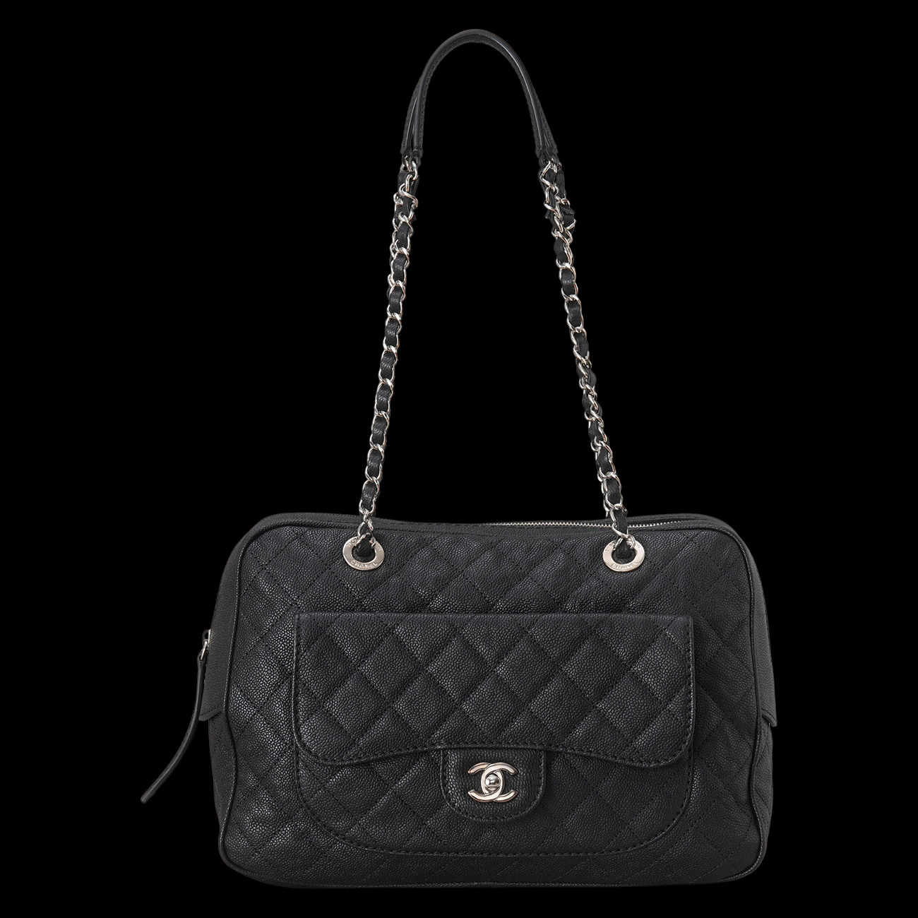 CHANEL(USED)샤넬 시즌 캐비어 볼링백 블랙