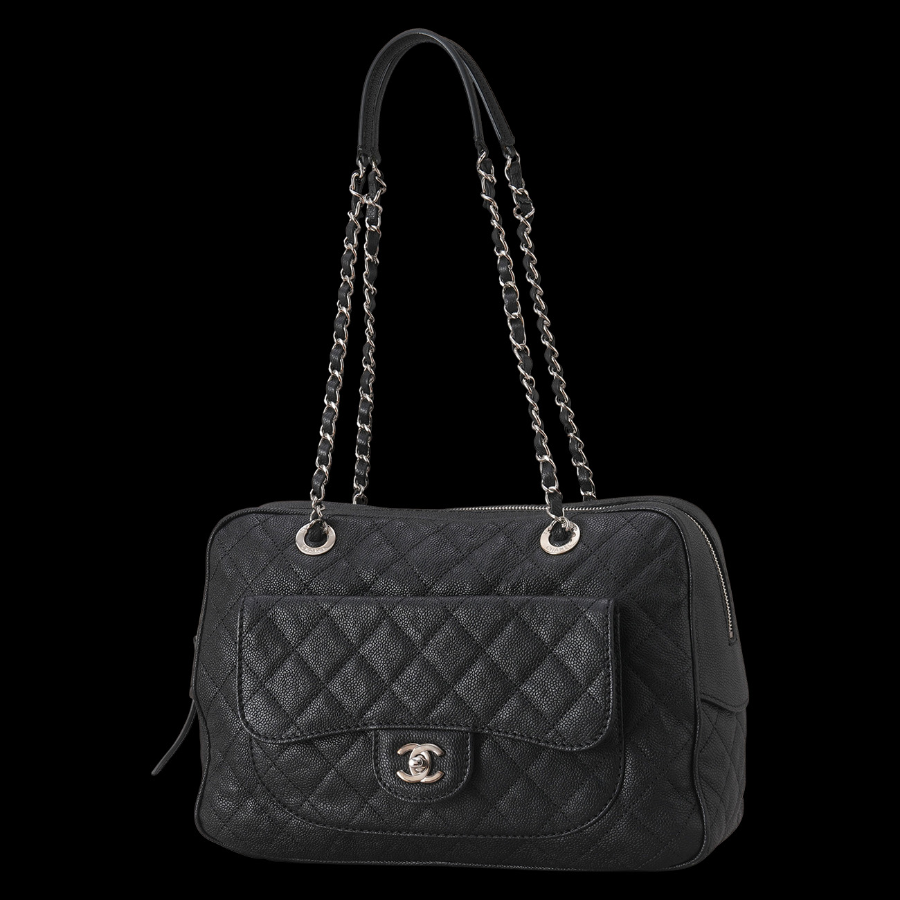 CHANEL(USED)샤넬 시즌 캐비어 볼링백 블랙