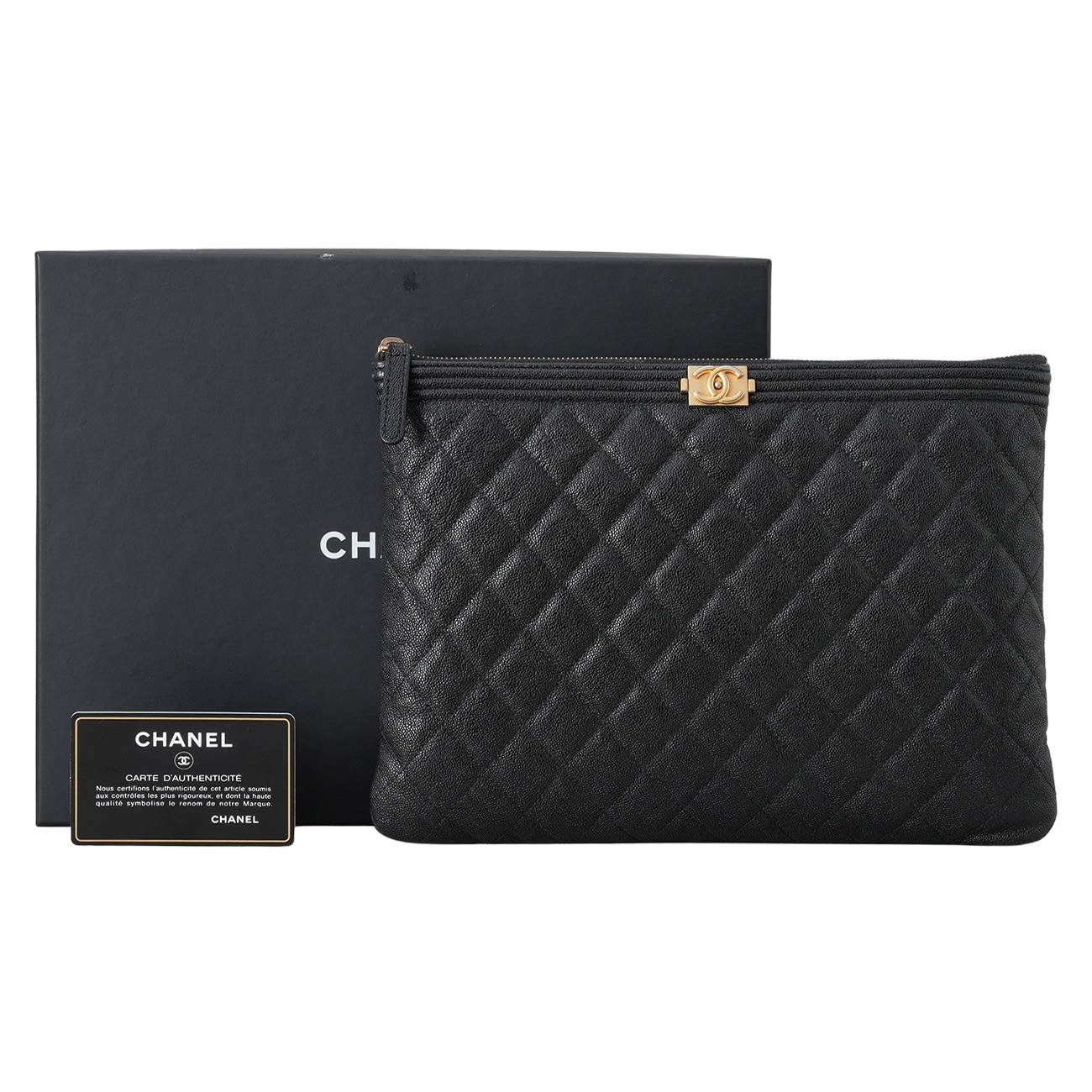 CHANEL(USED)샤넬 캐비어 보이샤넬 클러치 뉴미듐