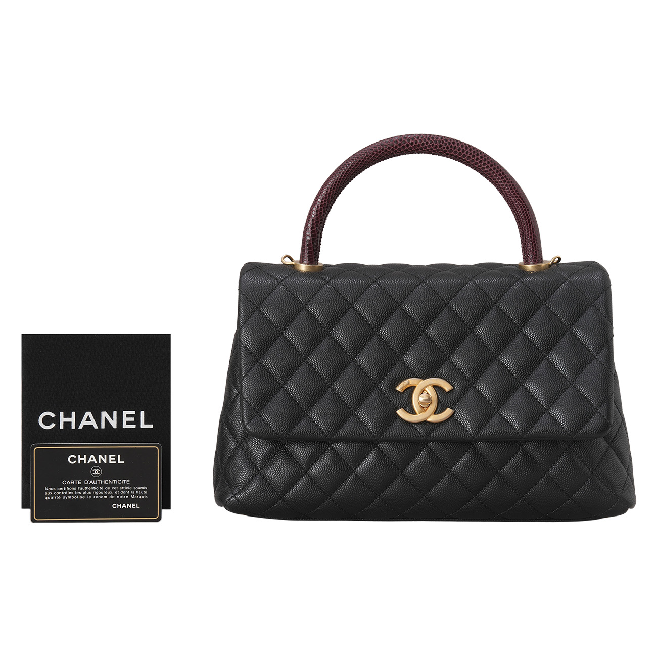 CHANEL(USED)샤넬 캐비어 코코핸들 미듐 리자드핸들