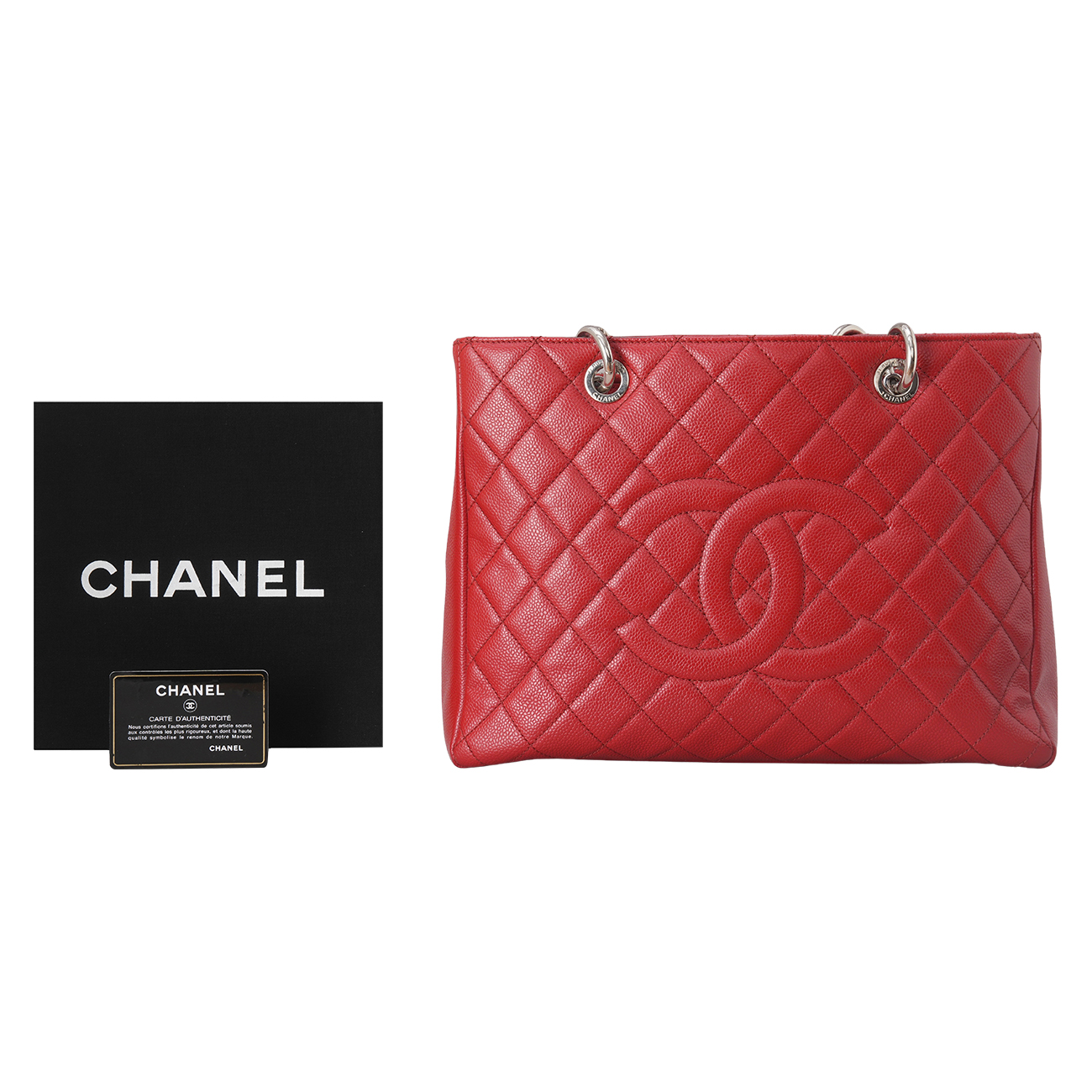 CHANEL(USED)샤넬 캐비어 그랜드샤핑 레드