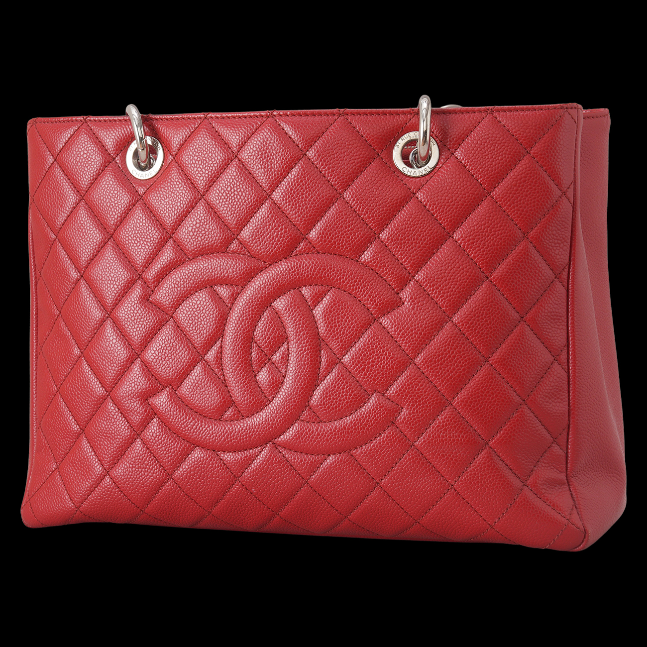CHANEL(USED)샤넬 캐비어 그랜드샤핑 레드