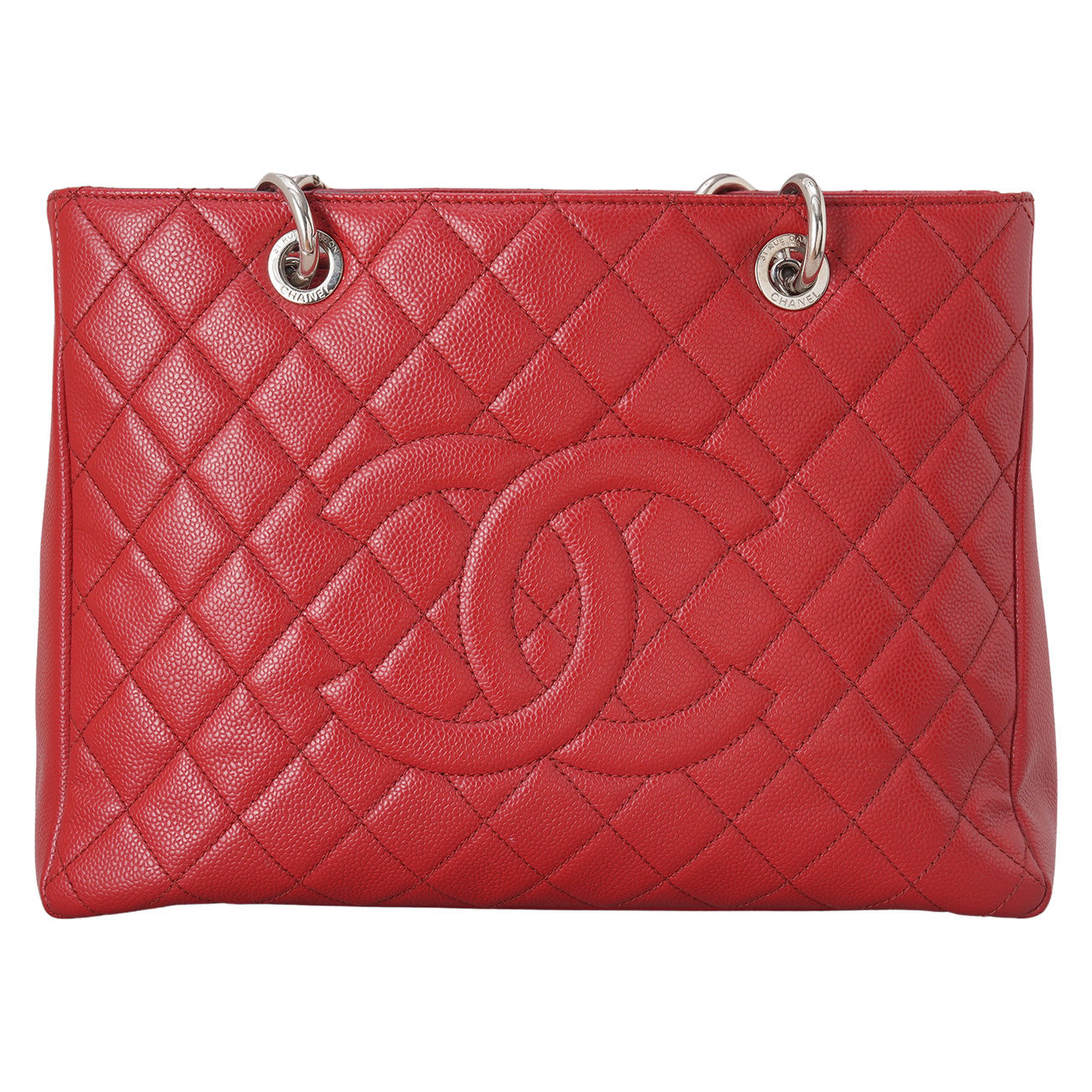 CHANEL(USED)샤넬 캐비어 그랜드샤핑 레드
