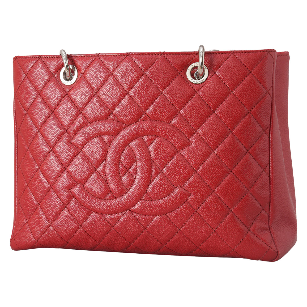 CHANEL(USED)샤넬 캐비어 그랜드샤핑 레드