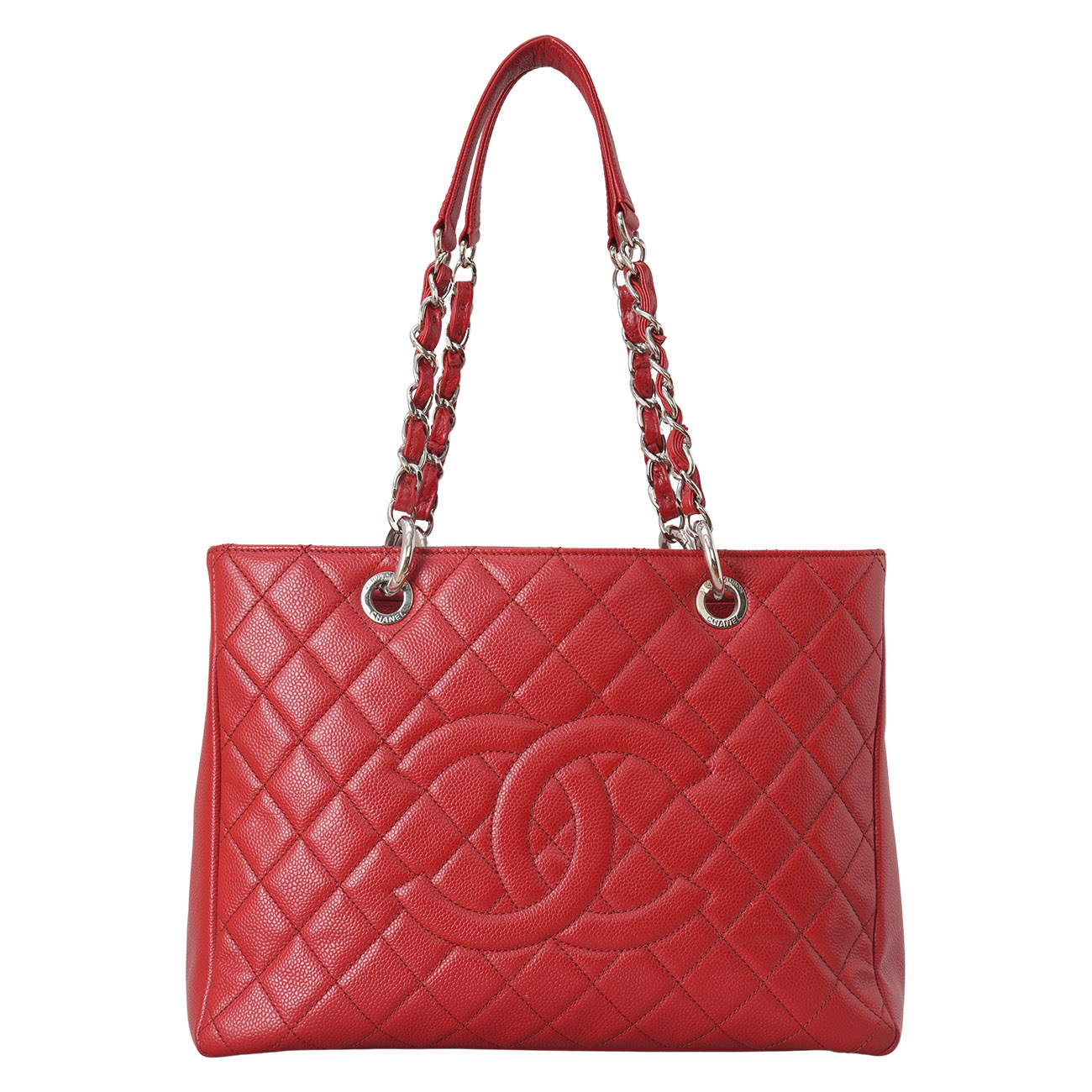 CHANEL(USED)샤넬 캐비어 그랜드샤핑 레드