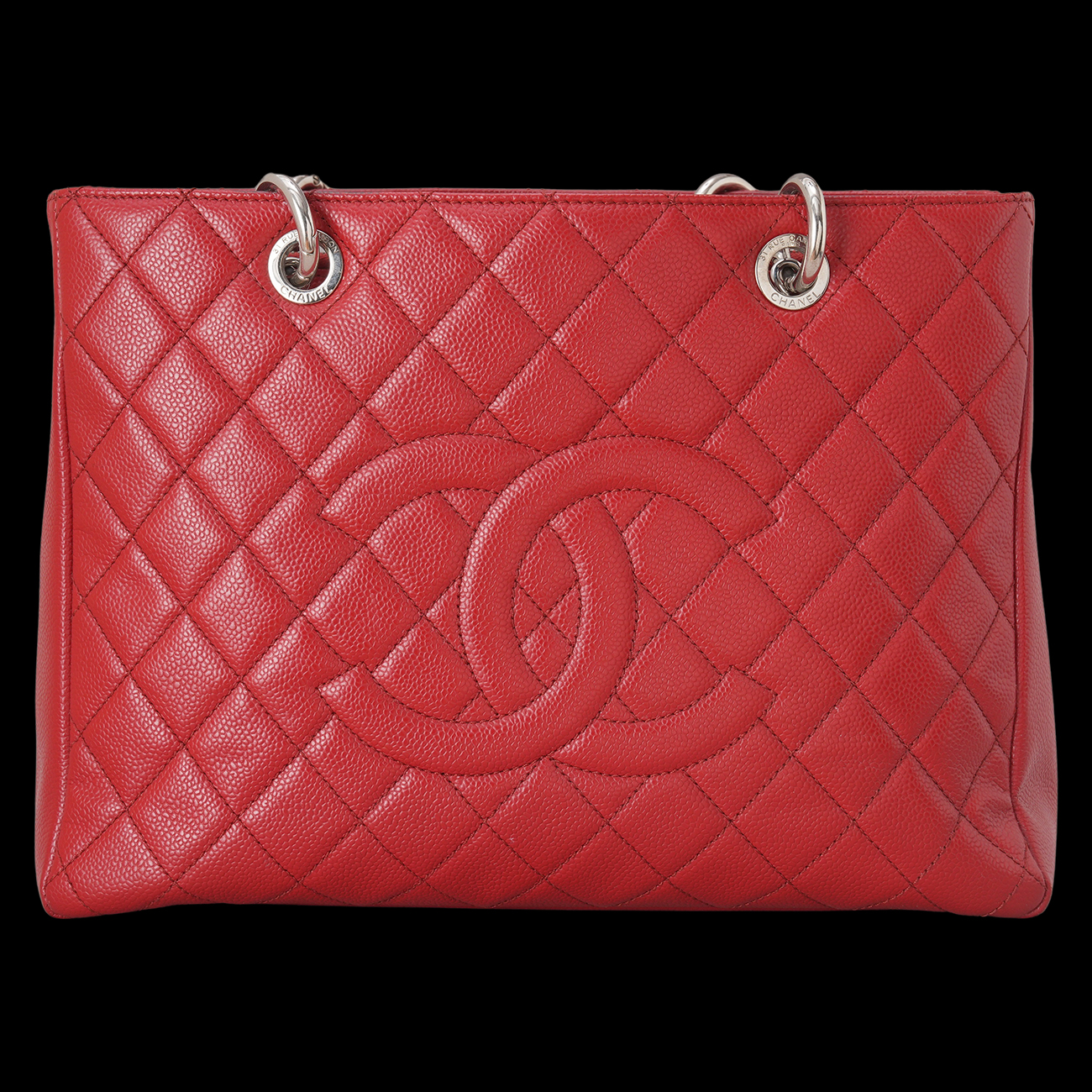 CHANEL(USED)샤넬 캐비어 그랜드샤핑 레드