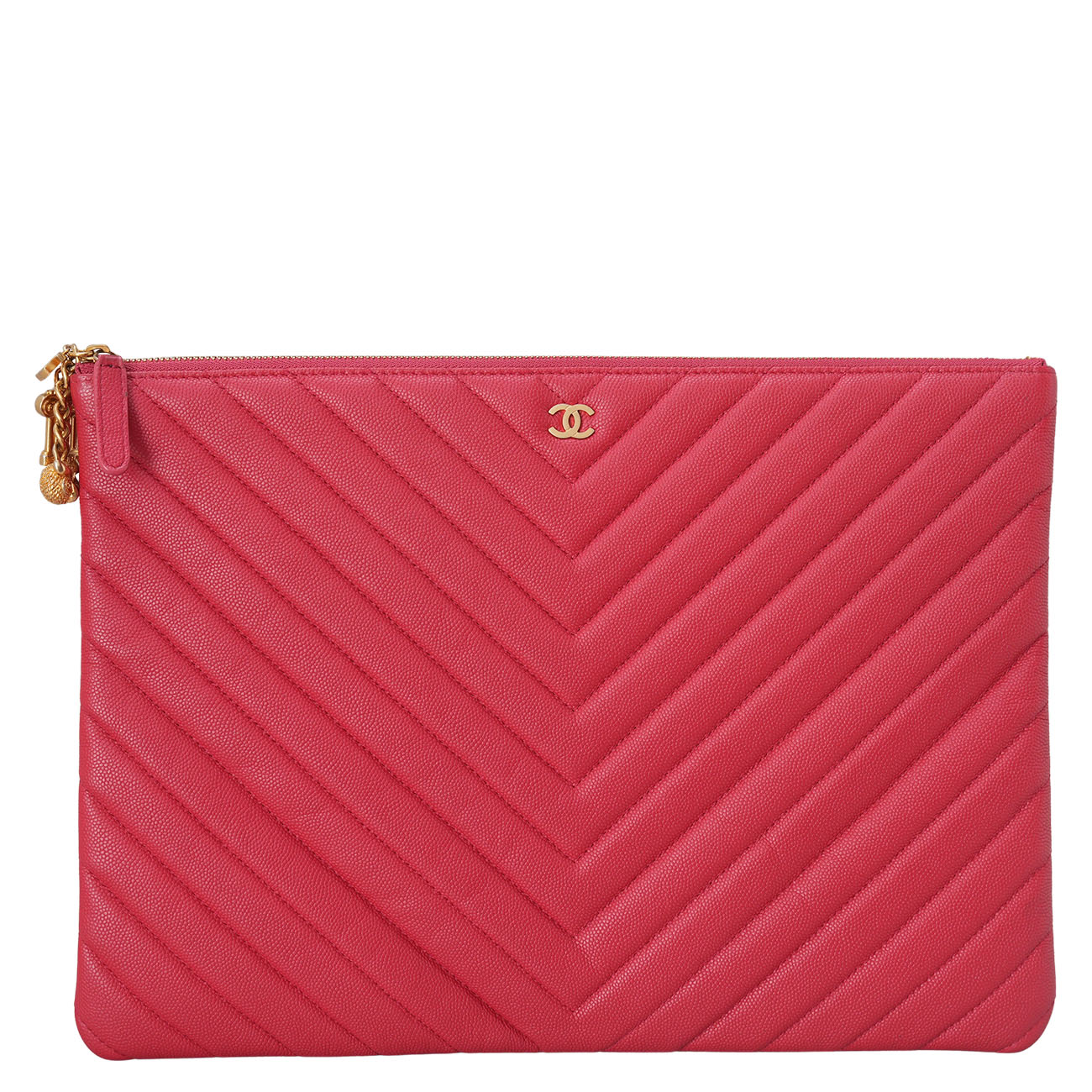 CHANEL(USED)샤넬 캐비어 쉐브론 클러치 라지
