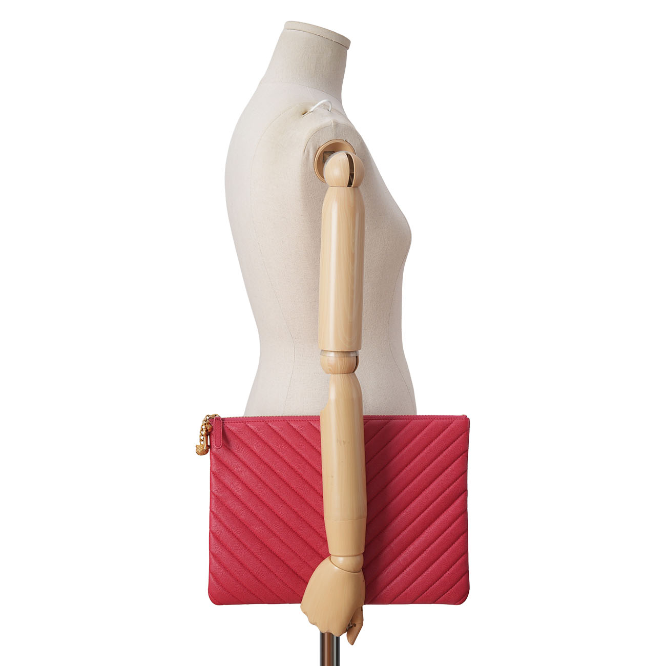 CHANEL(USED)샤넬 캐비어 쉐브론 클러치 라지