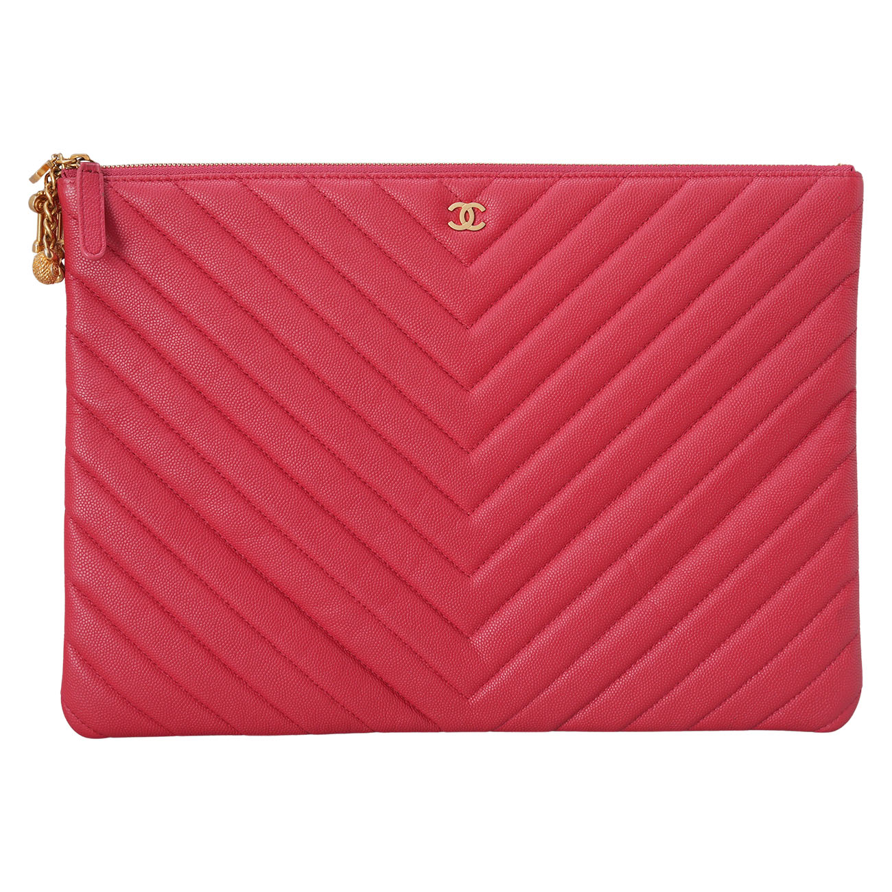 CHANEL(USED)샤넬 캐비어 쉐브론 클러치 라지