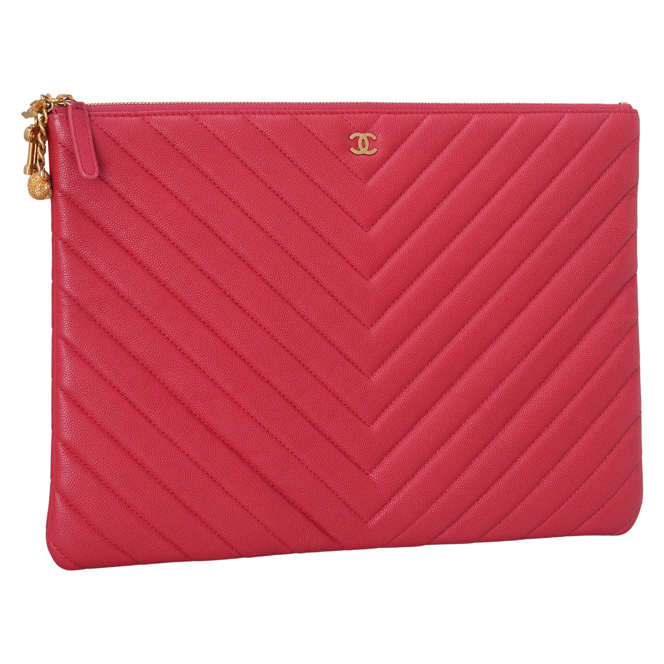CHANEL(USED)샤넬 캐비어 쉐브론 클러치 라지
