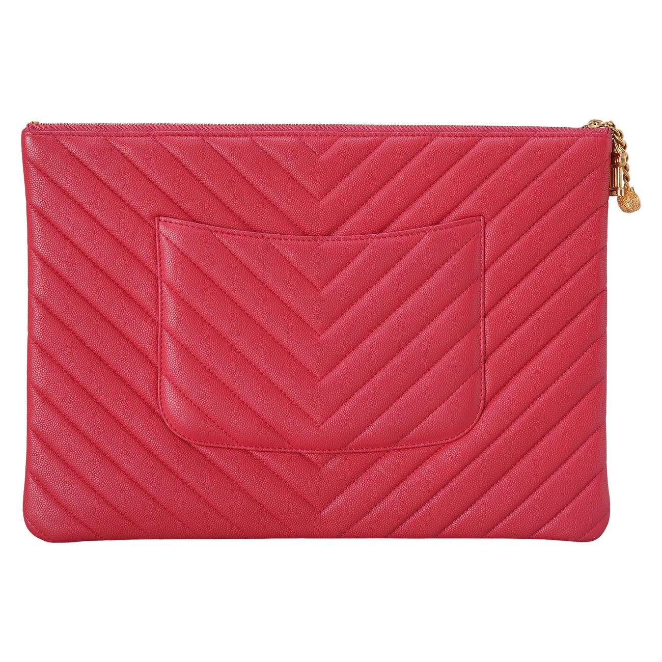 CHANEL(USED)샤넬 캐비어 쉐브론 클러치 라지