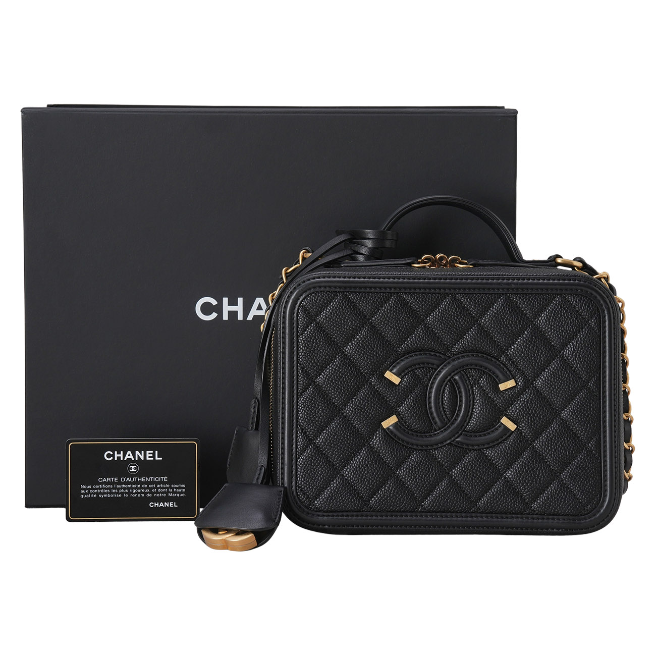 CHANEL(USED)샤넬 A93343 캐비어 코스메틱 베니티 탑핸들