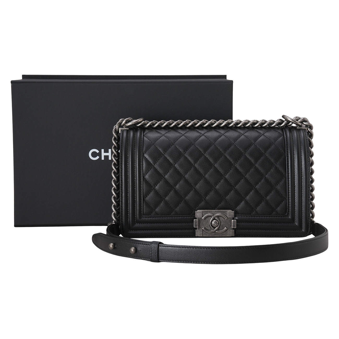 CHANEL(USED)샤넬 캐비어 보이백 미듐