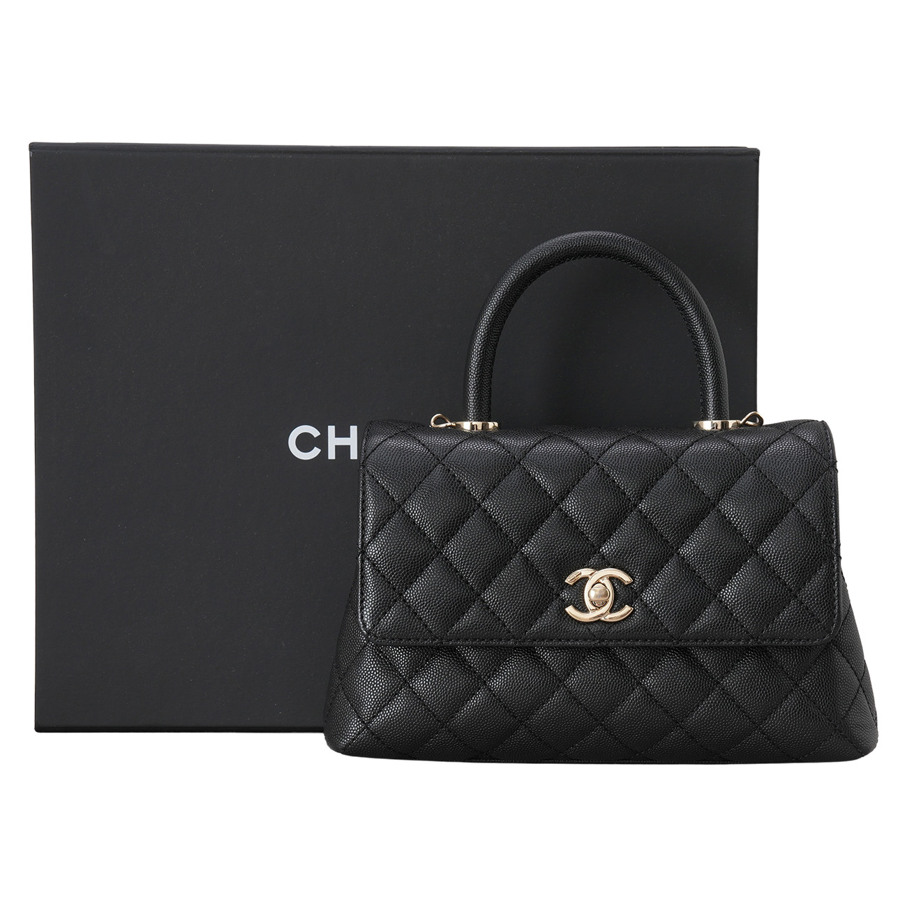 CHANEL(USED)샤넬 캐비어 코코핸들 스몰 블랙 금장
