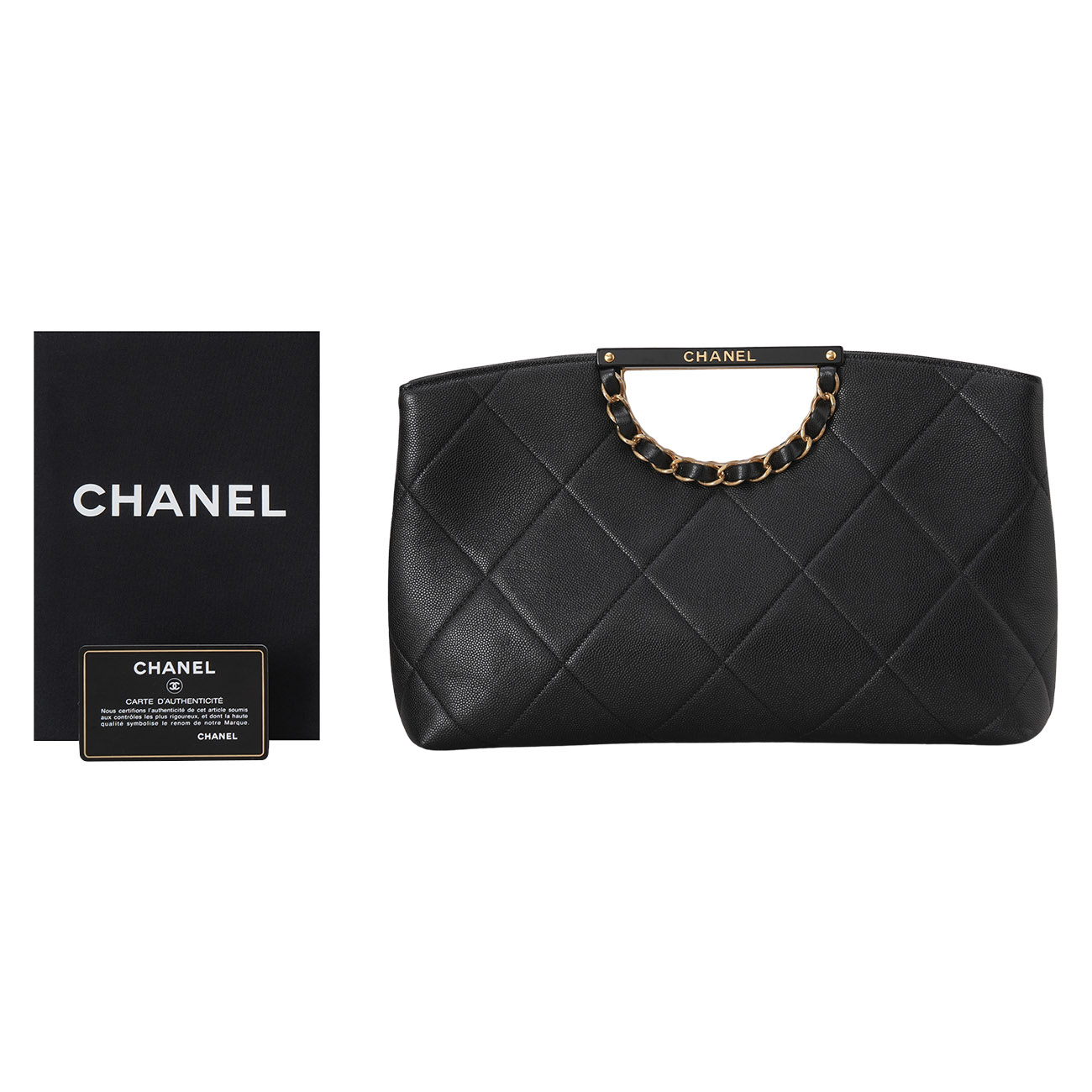 CHANEL(USED)샤넬 캐비어 체인장식 클러치백