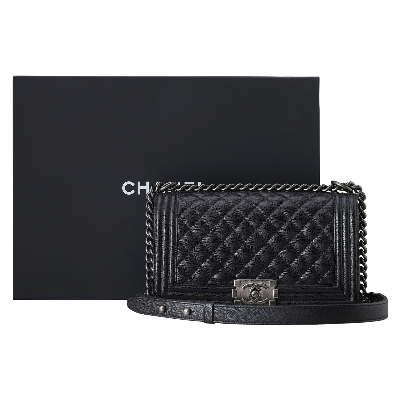 CHANEL(USED)샤넬 캐비어 보이샤넬 미듐 플랩백