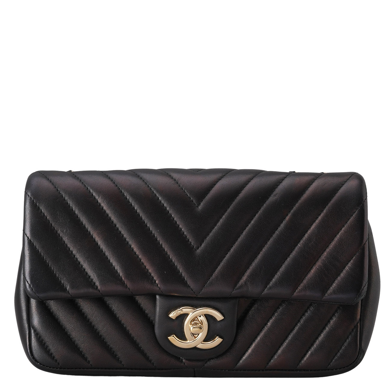 CHANEL(USED)샤넬 시즌 CC로고 램스킨 쉐브론 체인 숄더백