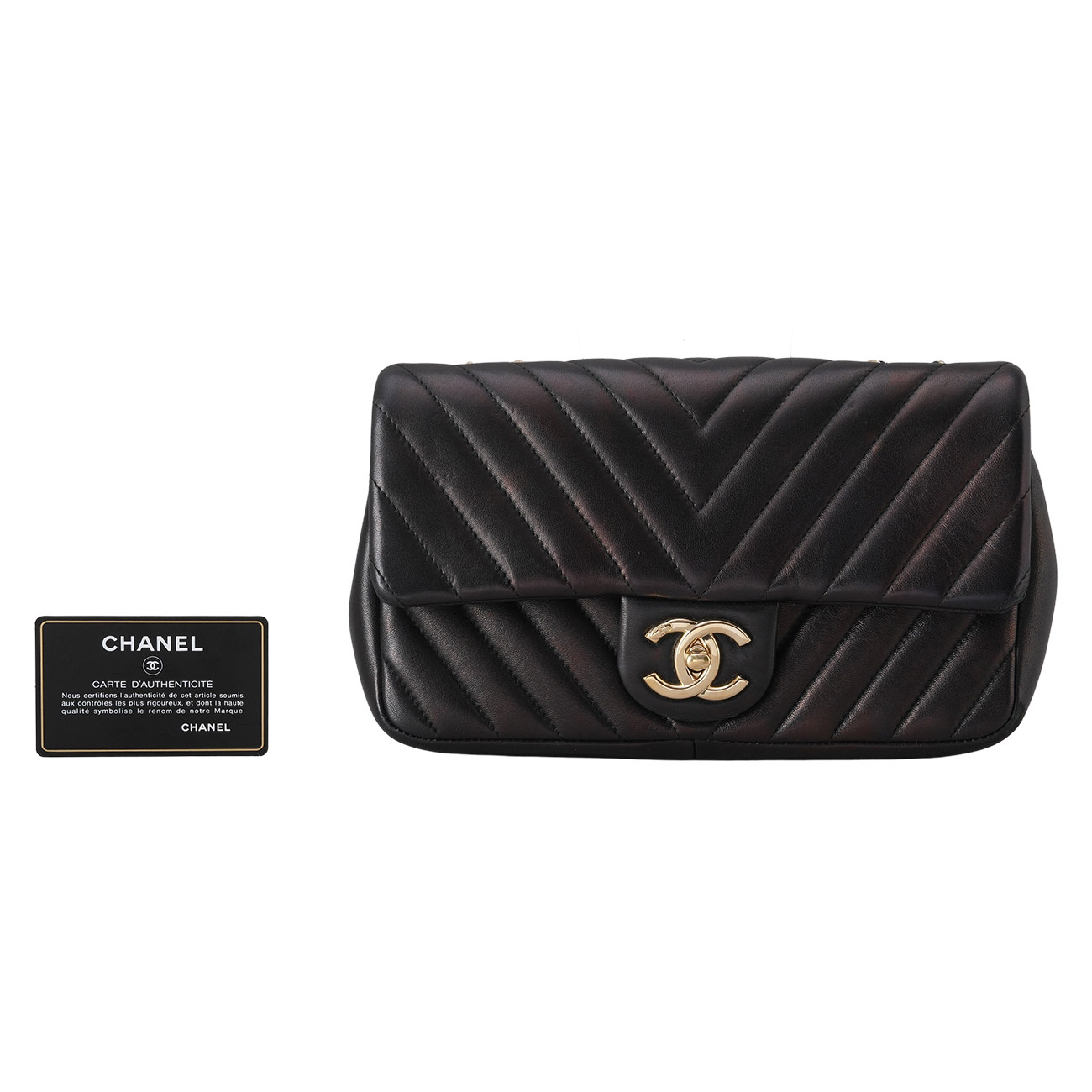 CHANEL(USED)샤넬 시즌 CC로고 램스킨 쉐브론 체인 숄더백