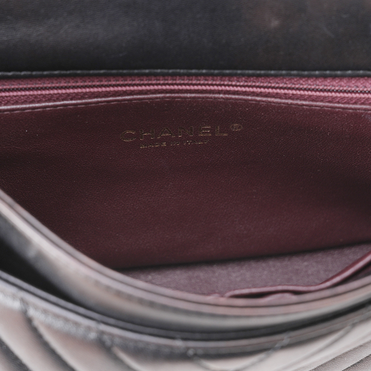 CHANEL(USED)샤넬 시즌 CC로고 램스킨 쉐브론 체인 숄더백