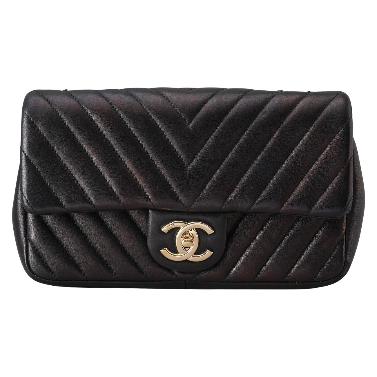 CHANEL(USED)샤넬 시즌 CC로고 램스킨 쉐브론 체인 숄더백