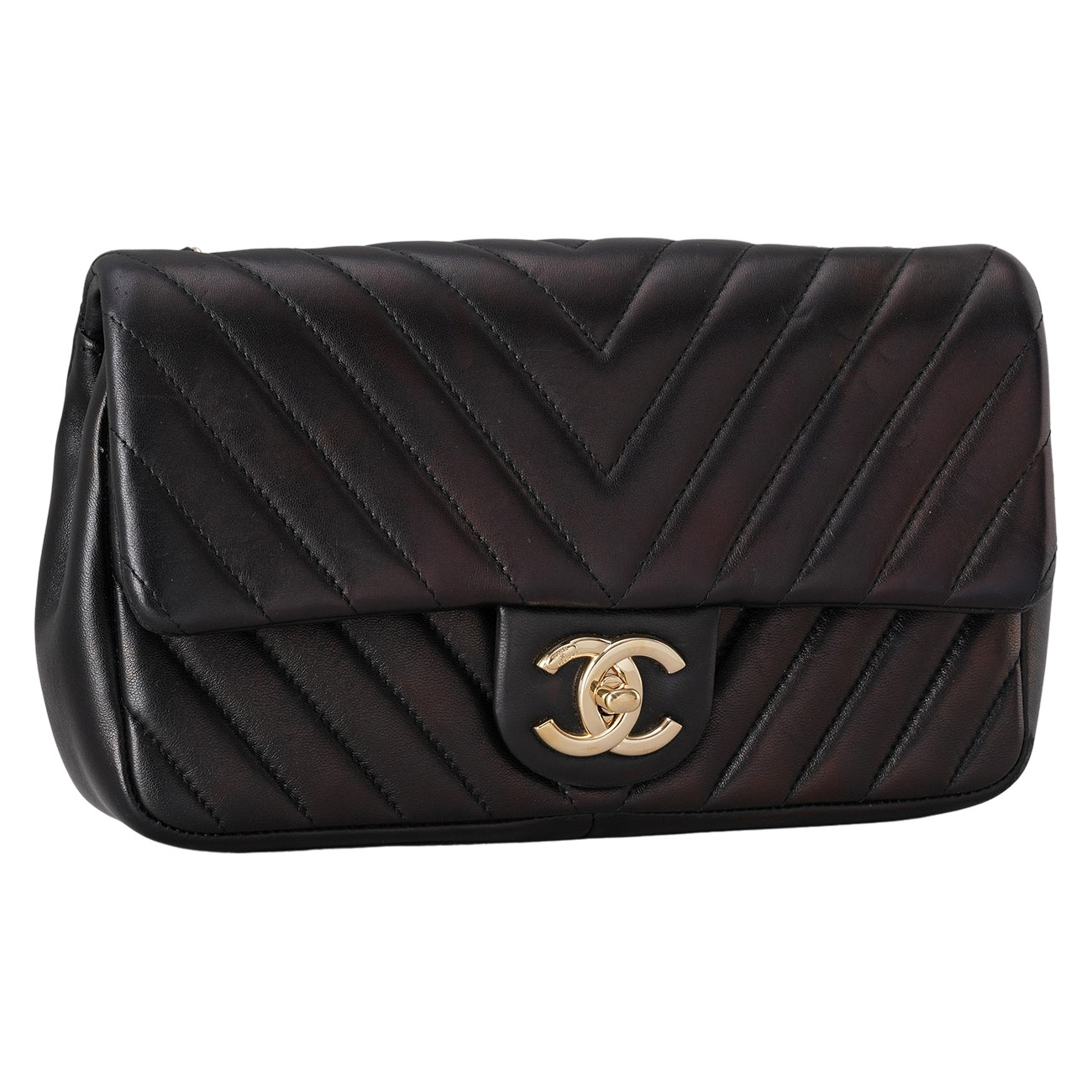 CHANEL(USED)샤넬 시즌 CC로고 램스킨 쉐브론 체인 숄더백