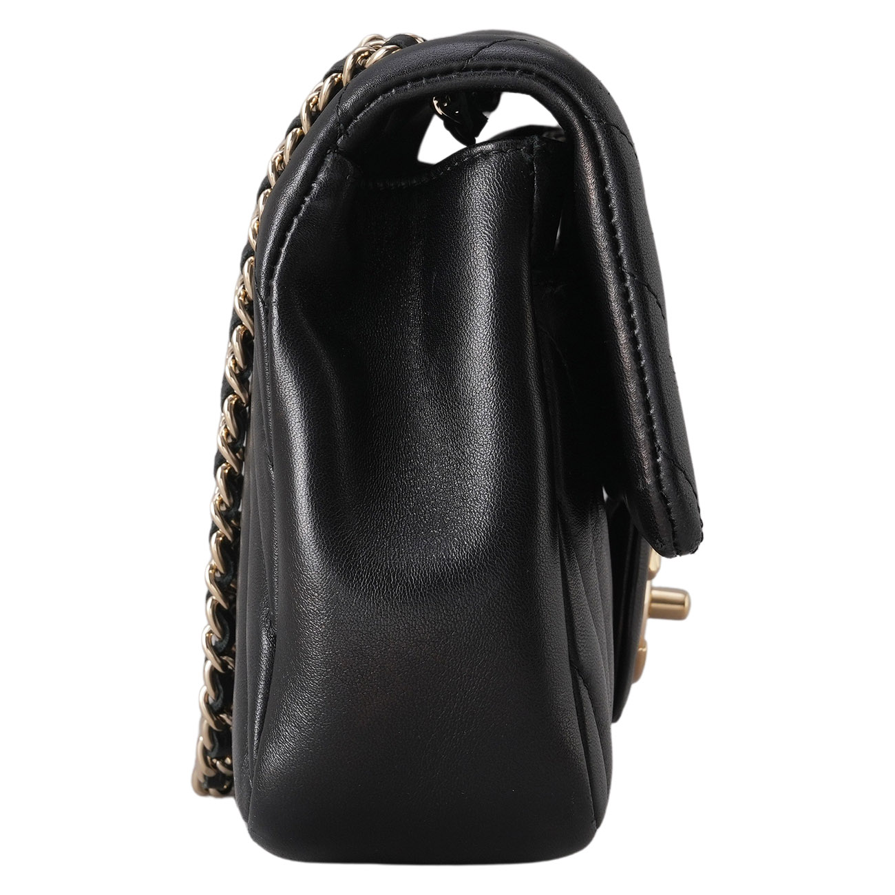 CHANEL(USED)샤넬 시즌 CC로고 램스킨 쉐브론 체인 숄더백
