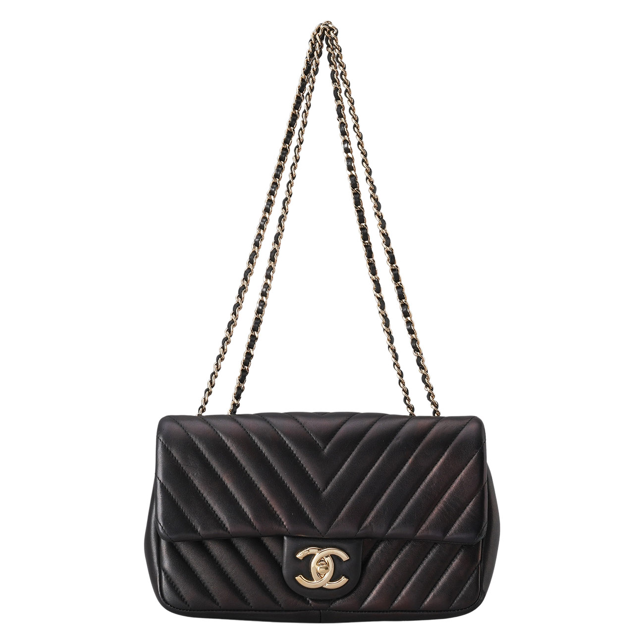 CHANEL(USED)샤넬 시즌 CC로고 램스킨 쉐브론 체인 숄더백