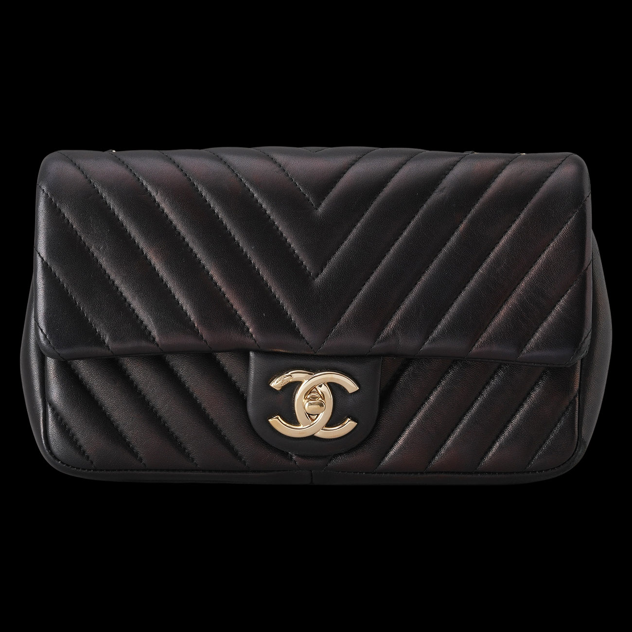 CHANEL(USED)샤넬 시즌 CC로고 램스킨 쉐브론 체인 숄더백