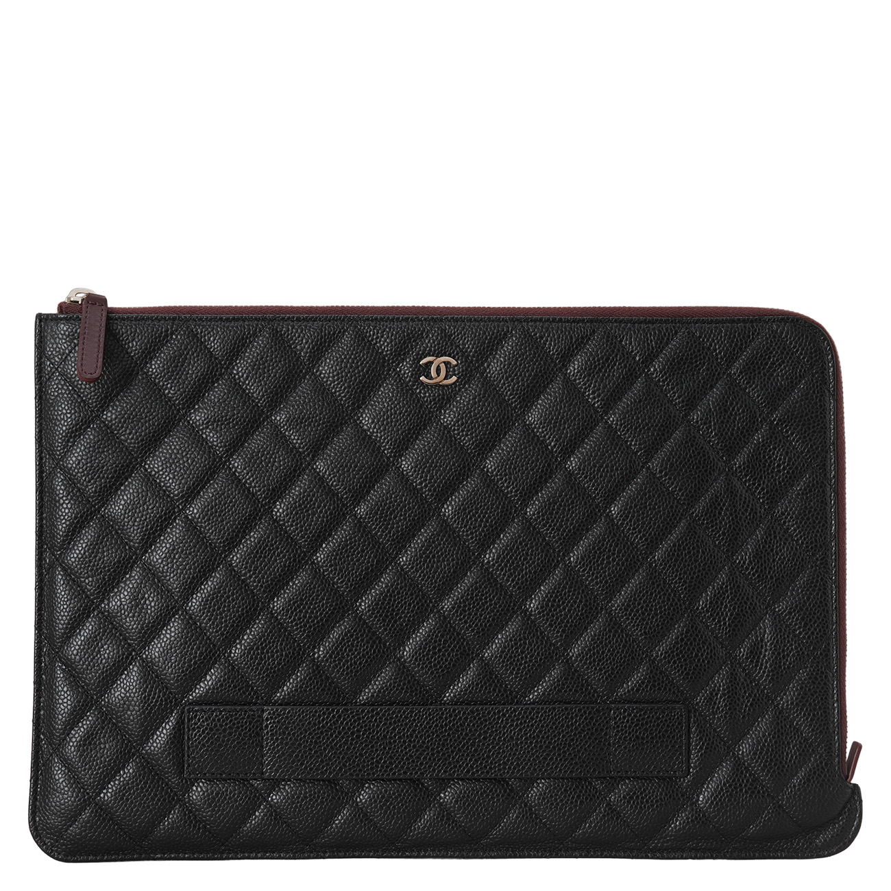 CHANEL(USED)샤넬 시즌 클래식 캐비어 스트랩 파우치