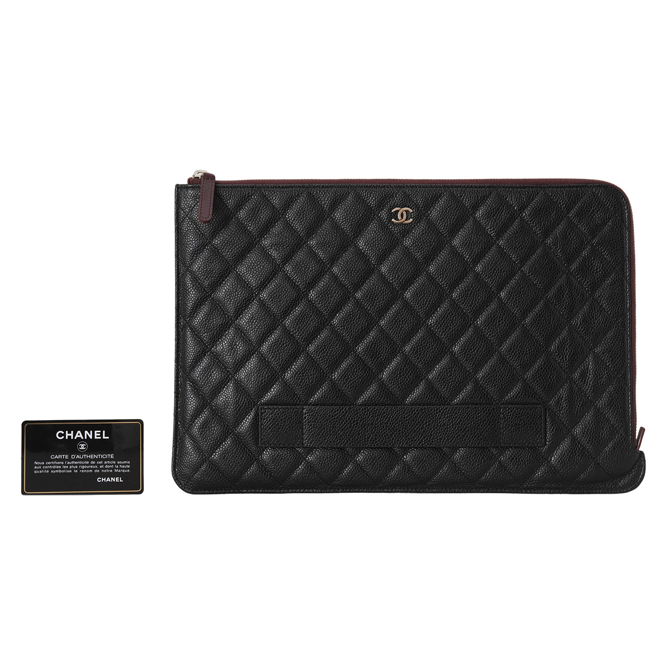 CHANEL(USED)샤넬 시즌 클래식 캐비어 스트랩 파우치